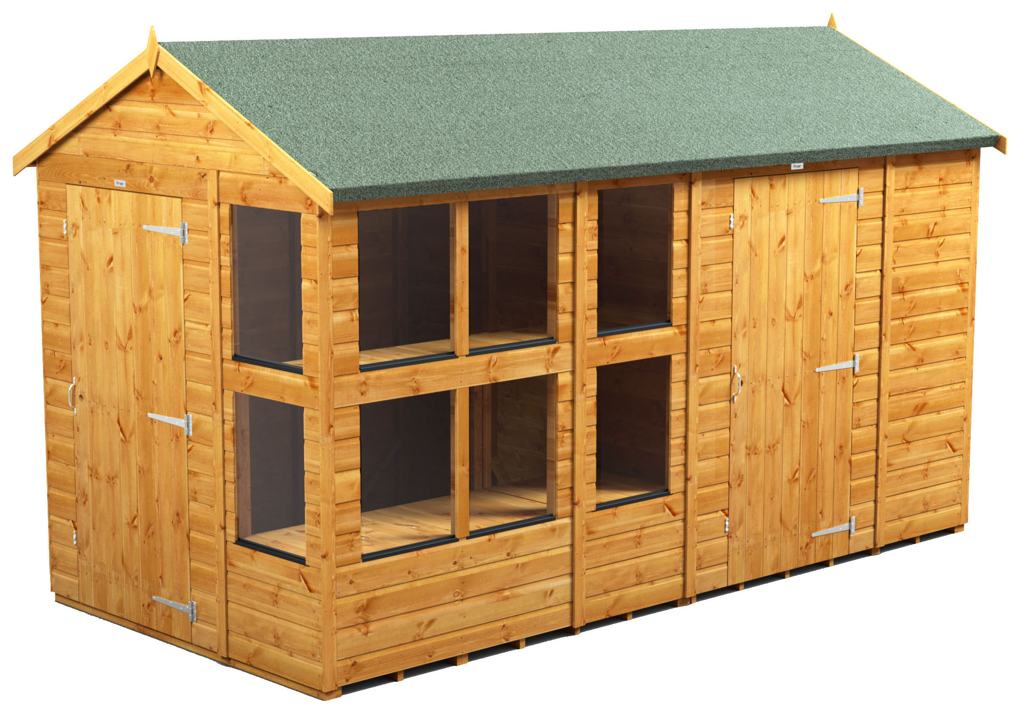 Image of Power Sheds 12 x 6ft Apex Shiplap Dip Treated Potting Shed - Including 6ft Side Store