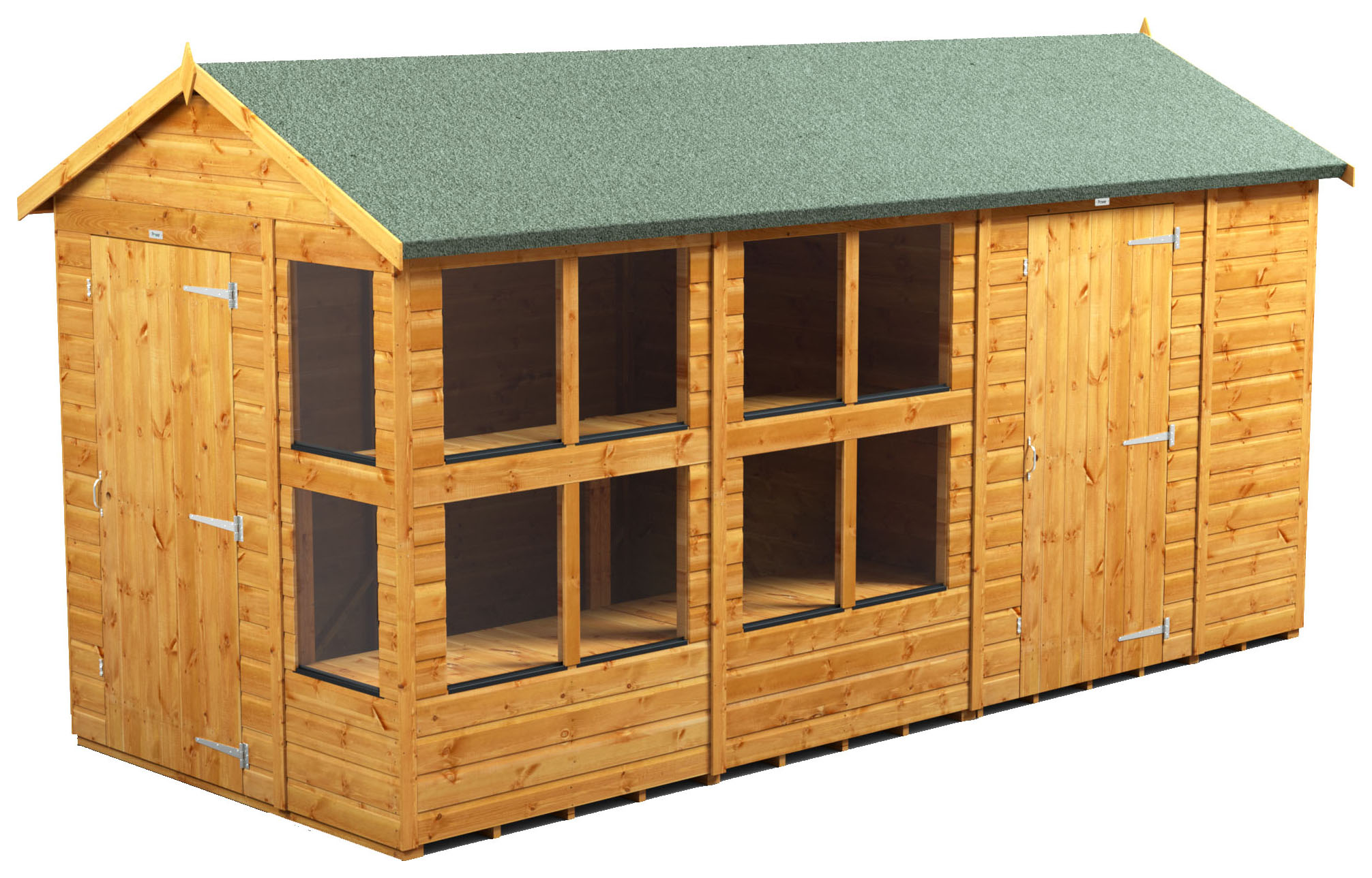 Image of Power Sheds 14 x 6ft Apex Shiplap Dip Treated Potting Shed - Including 6ft Side Store