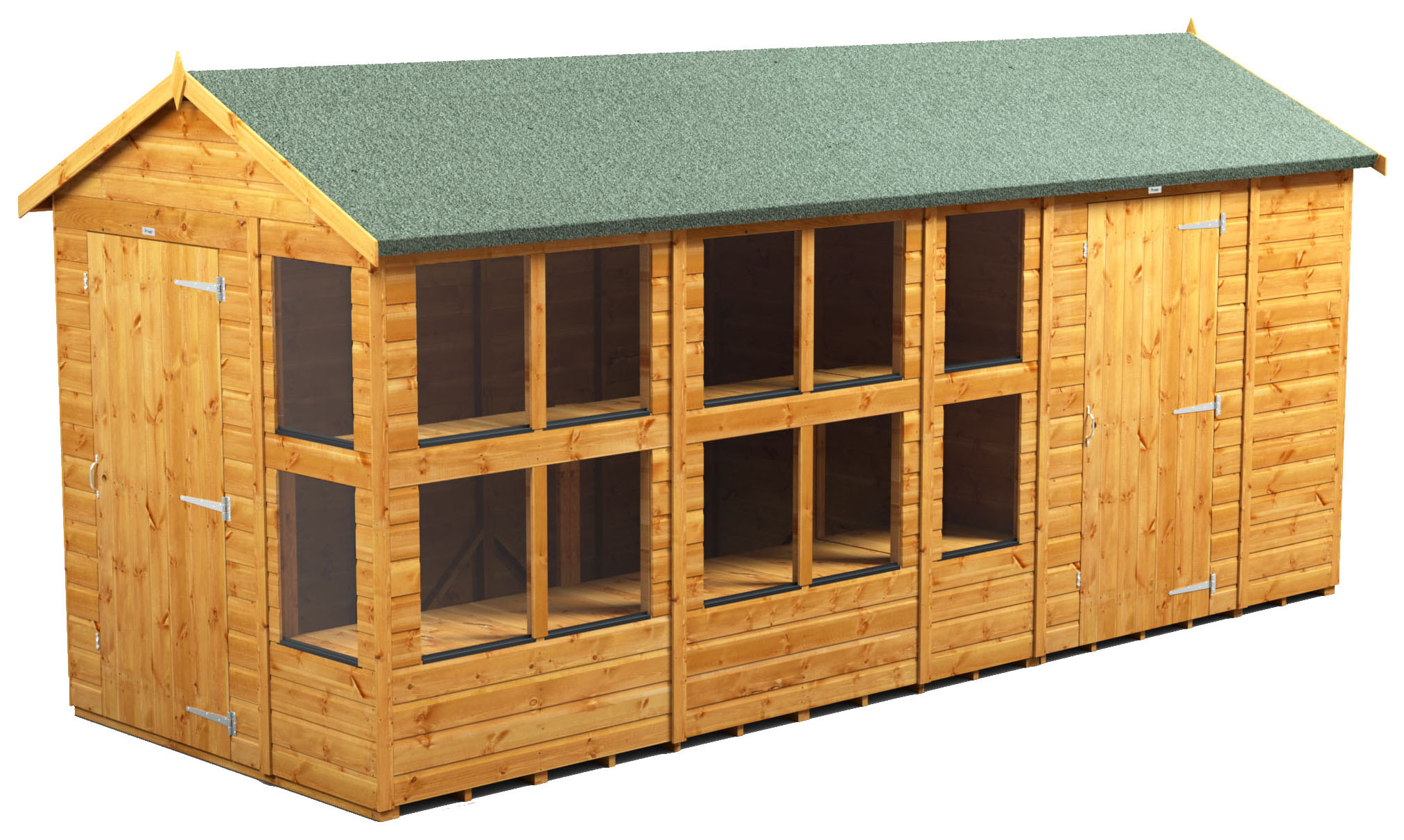 Image of Power Sheds 16 x 6ft Apex Shiplap Dip Treated Potting Shed - Including 6ft Side Store