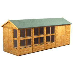 Power Sheds 18 x 6ft Apex Shiplap Dip Treated Potting Shed - Including Side Store