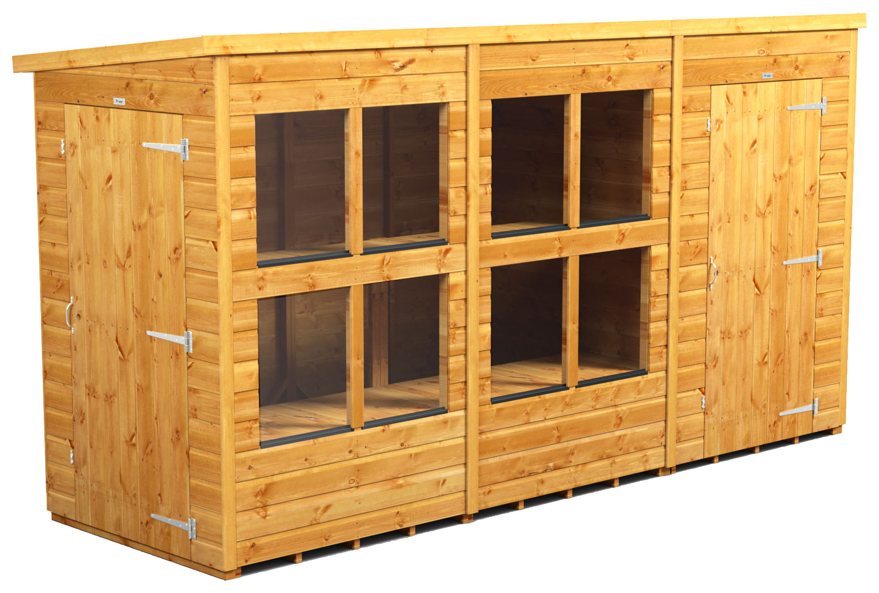 Power Sheds 12 x 4ft Pent Shiplap Dip Treated Potting Shed - Including Side Store