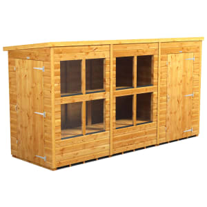Image of Power Sheds 12 x 4ft Pent Shiplap Dip Treated Potting Shed - Including 4ft Side Store