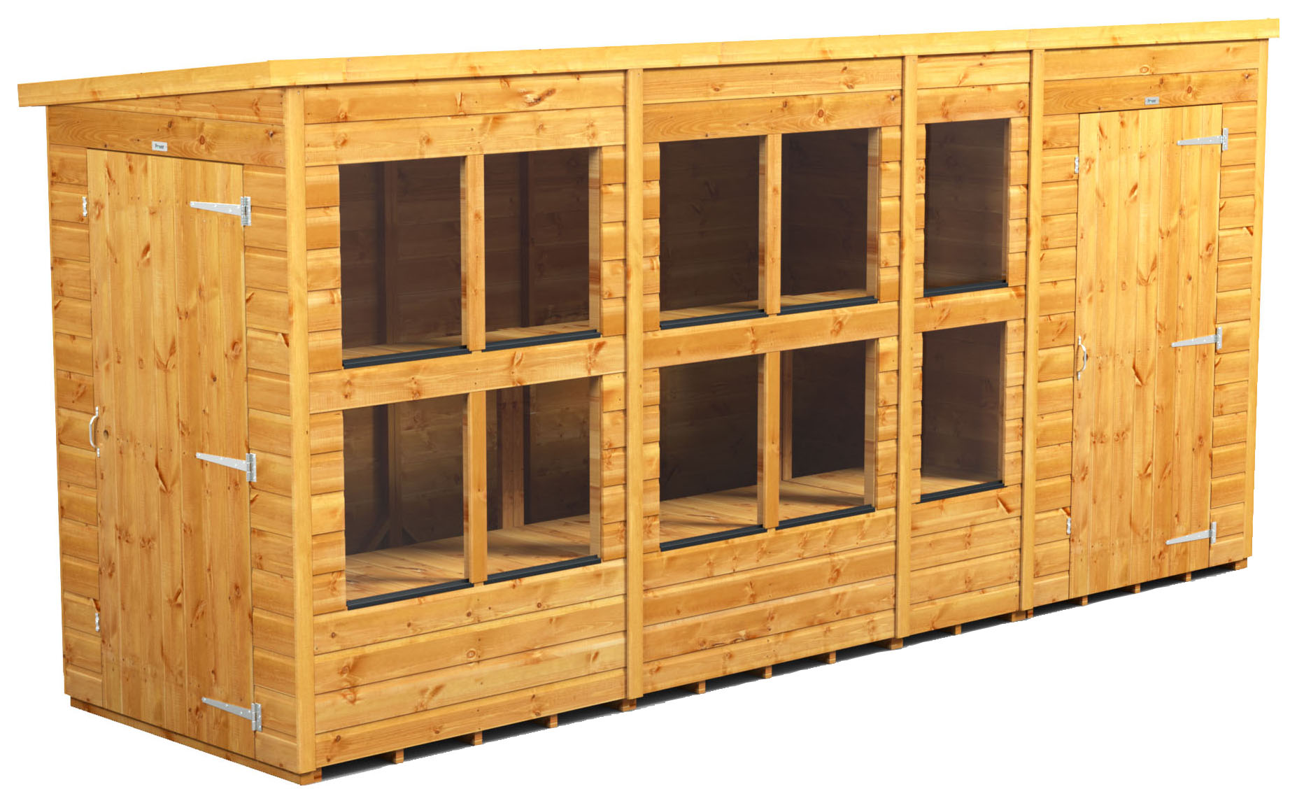 Image of Power Sheds 14 x 4ft Pent Shiplap Dip Treated Potting Shed - Including 4ft Side Store