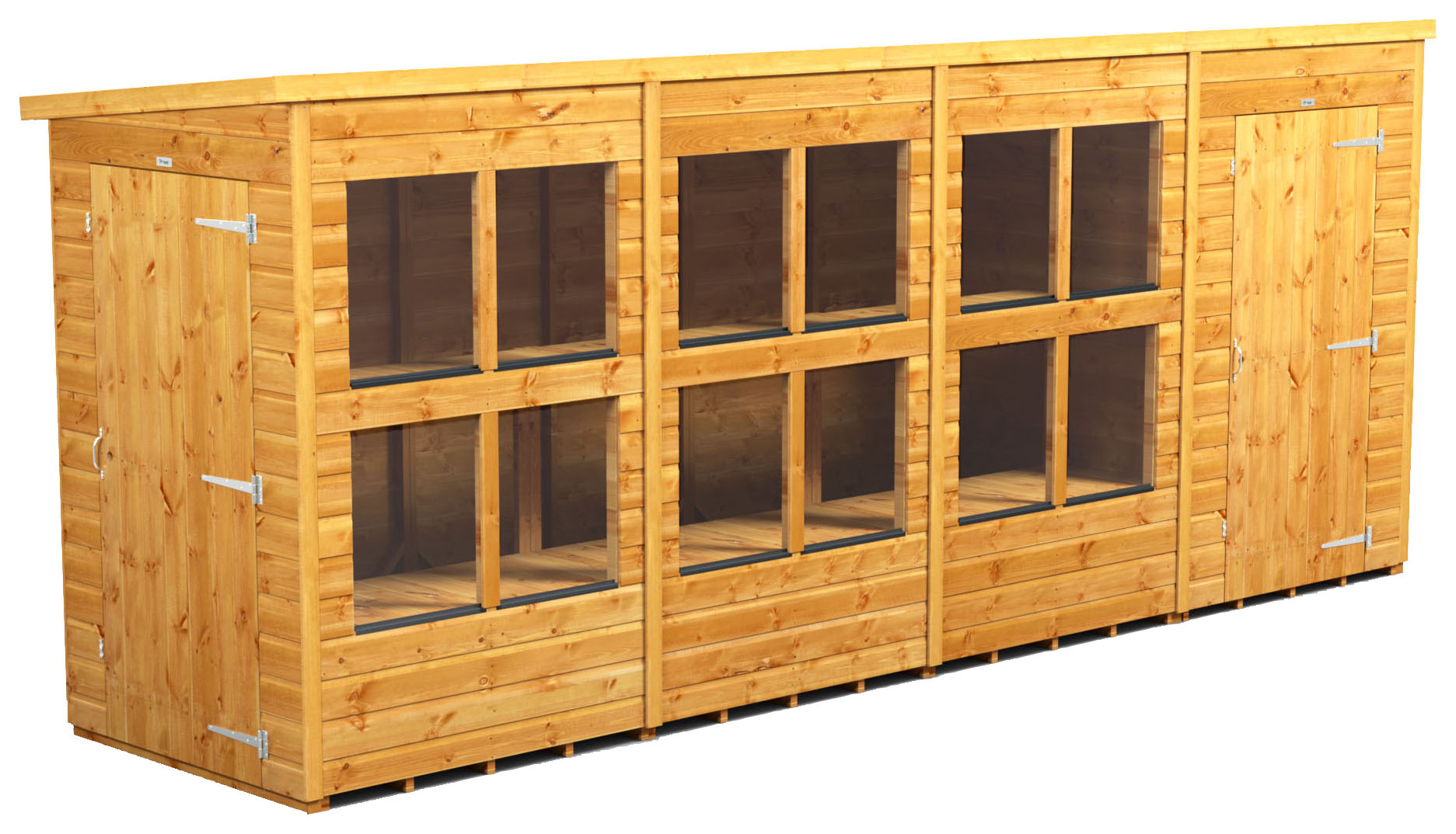 Power Sheds 16 x 4ft Pent Shiplap Dip Treated Potting Shed - Including 4ft Side Store