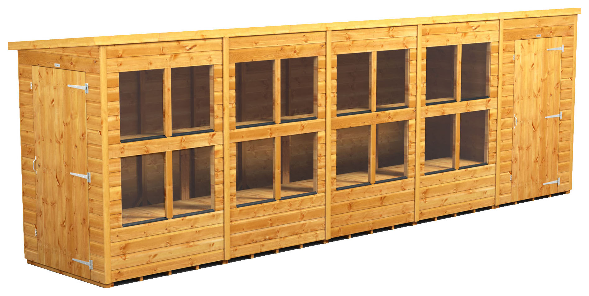 Power Sheds 20 x 4ft Pent Shiplap Dip Treated Potting Shed - Including 4ft Side Store