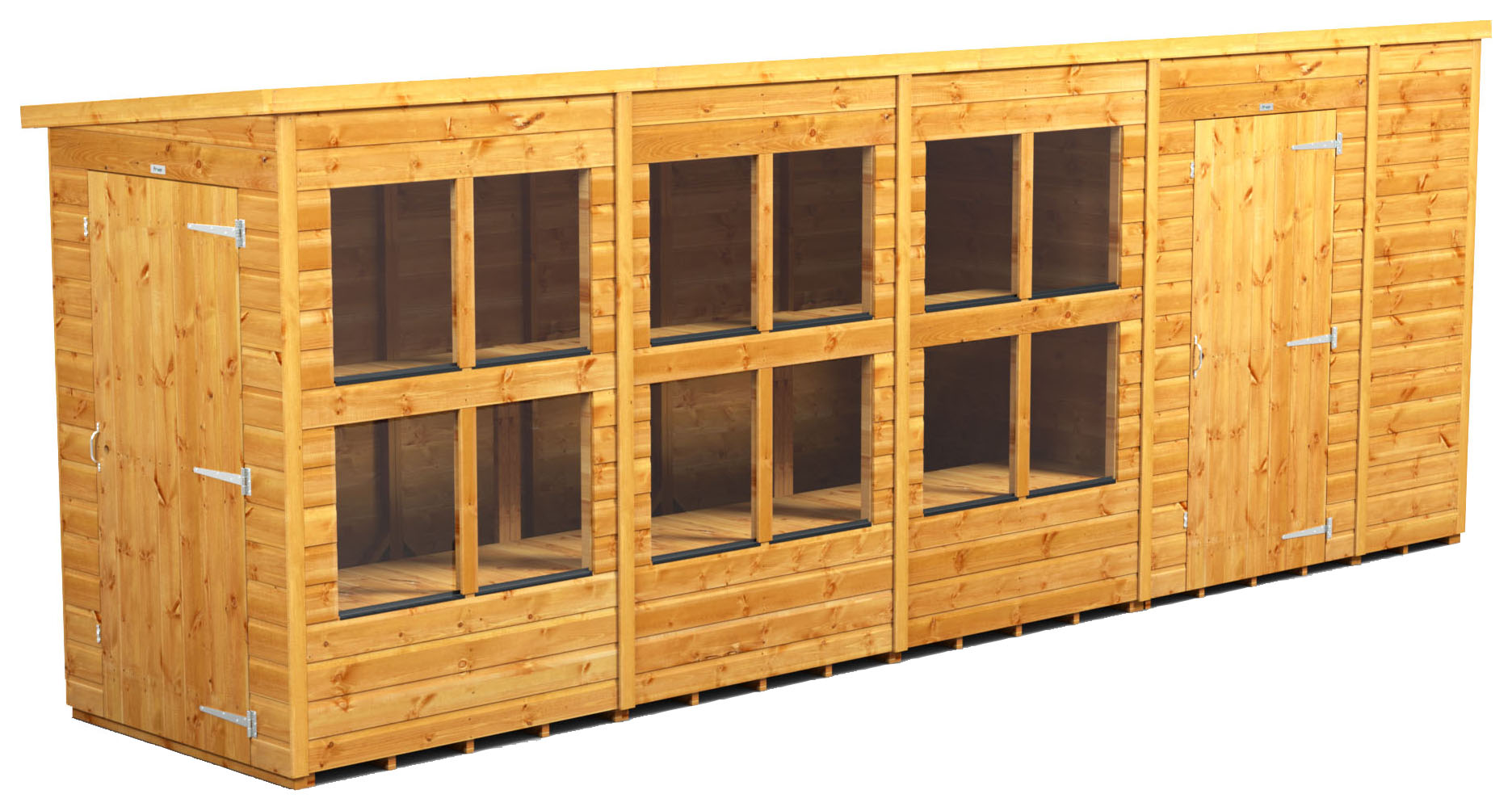 Image of Power Sheds 18 x 4ft Pent Shiplap Dip Treated Potting Shed - Including 6ft Side Store