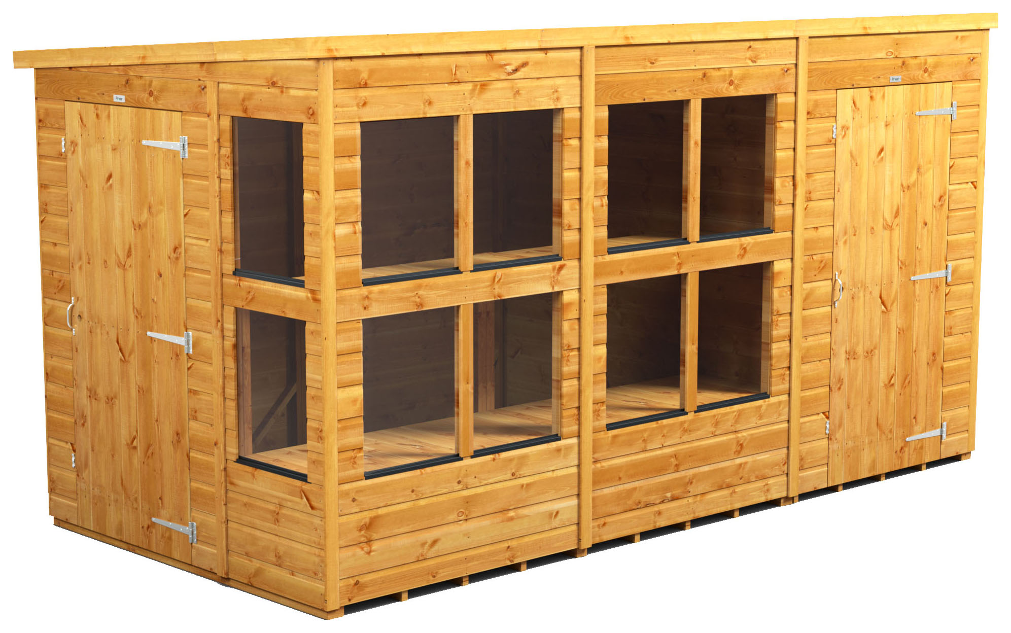 Power Sheds 12 x 6ft Pent Shiplap Dip Treated Potting Shed - Including 4ft Side Store