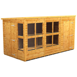 Power Sheds 12 x 6ft Pent Shiplap Dip Treated Potting Shed - Including Side Store