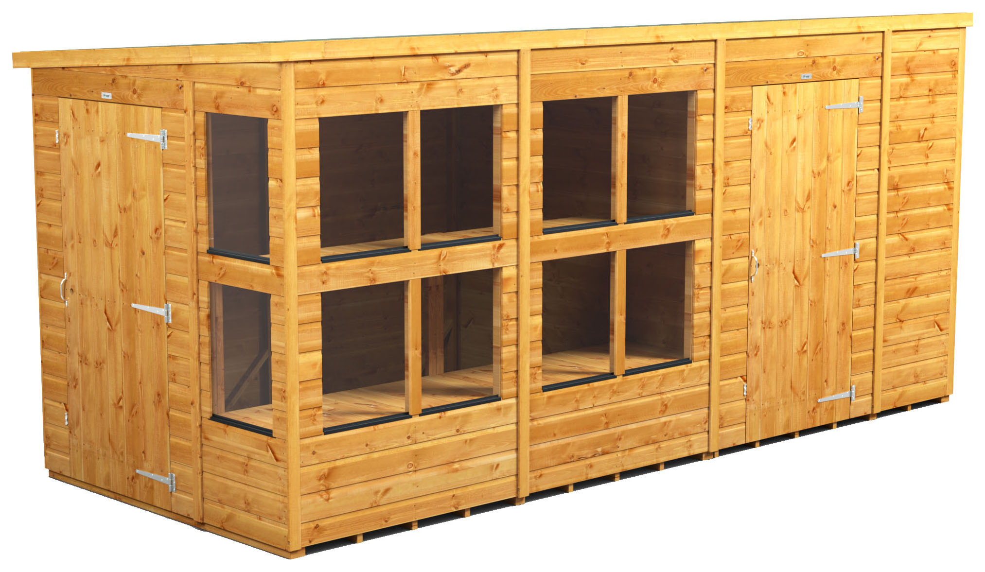 Image of Power Sheds 14 x 6ft Pent Shiplap Dip Treated Potting Shed - Including 6ft Side Store
