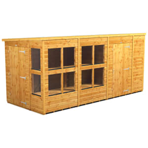 Power Sheds 14 x 6ft Pent Shiplap Dip Treated Potting Shed - Including Side Store