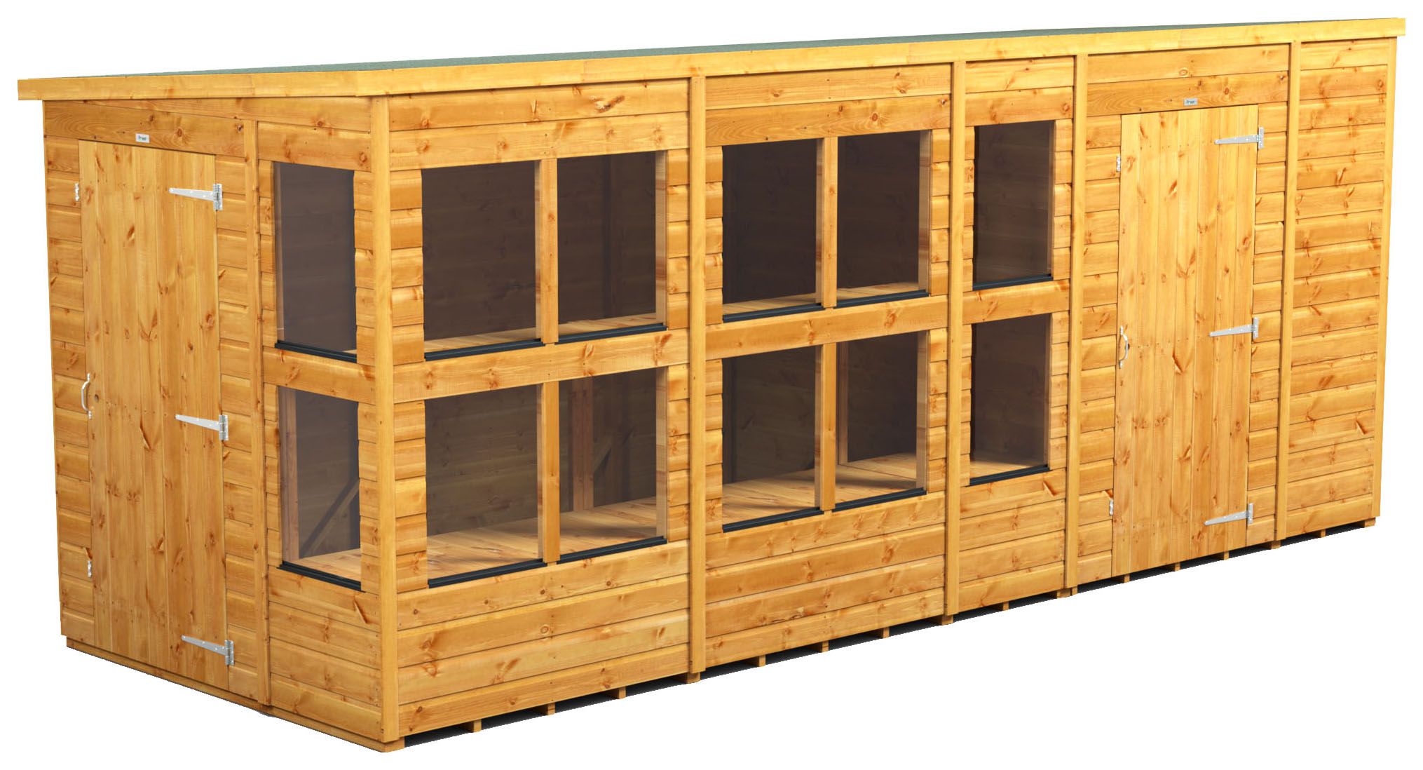 Image of Power Sheds 16 x 6ft Pent Shiplap Dip Treated Potting Shed - Including 6ft Side Store