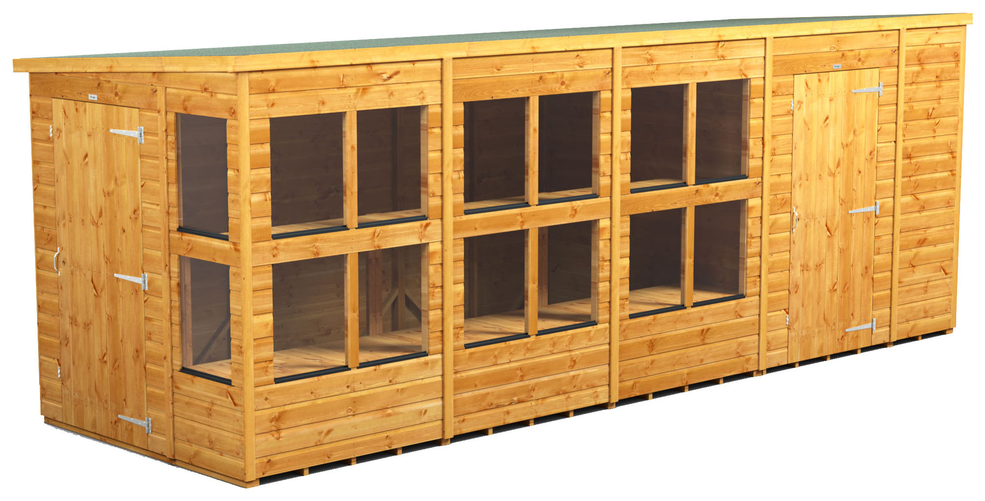 Power Sheds 18 x 6ft Pent Shiplap Dip Treated Potting Shed - Including Side Store