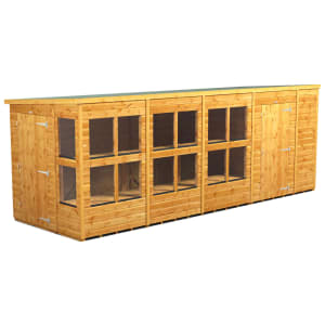 Power Sheds 18 x 6ft Pent Shiplap Dip Treated Potting Shed - Including Side Store