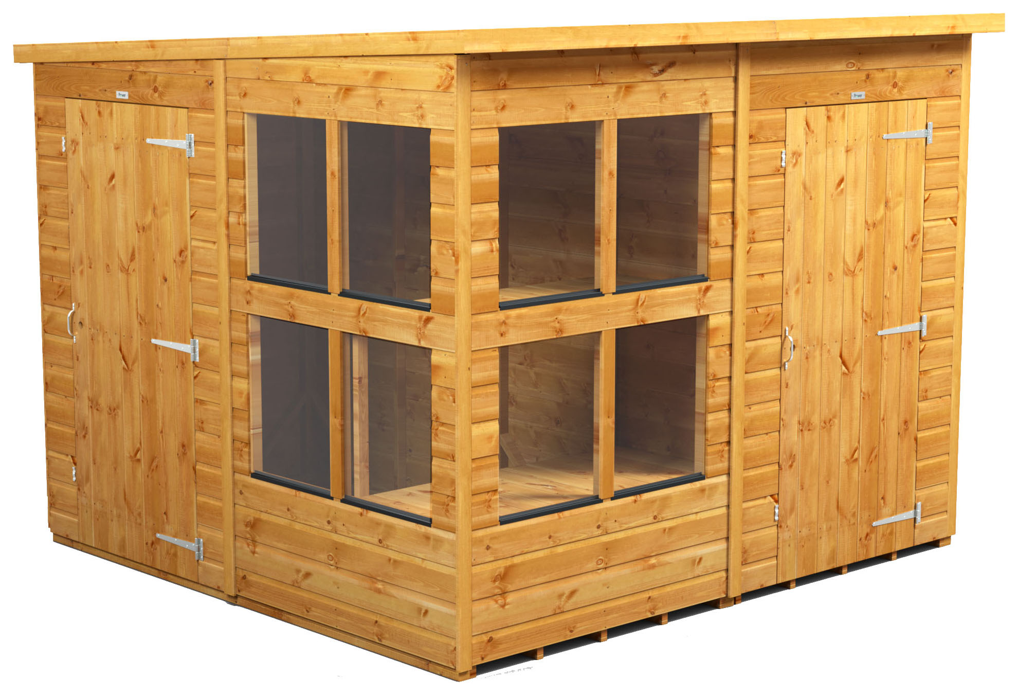 Power Sheds 8 x 8ft Pent Shiplap Dip Treated Potting Shed - Including 4ft Side Store