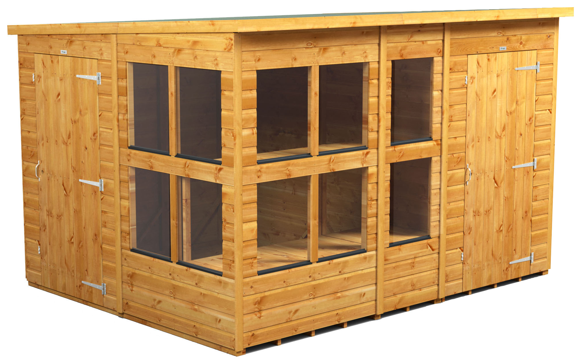 Power Sheds 10 x 8ft Pent Shiplap Dip Treated Potting Shed - Including 4ft Side Store