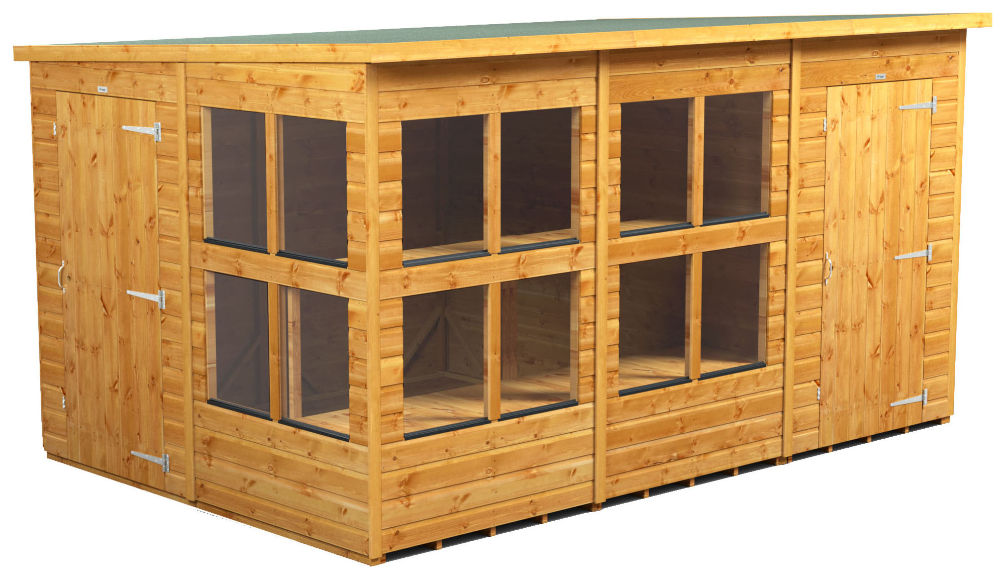 Power Sheds 12 x 8ft Pent Shiplap Dip Treated Potting Shed - Including Side Store