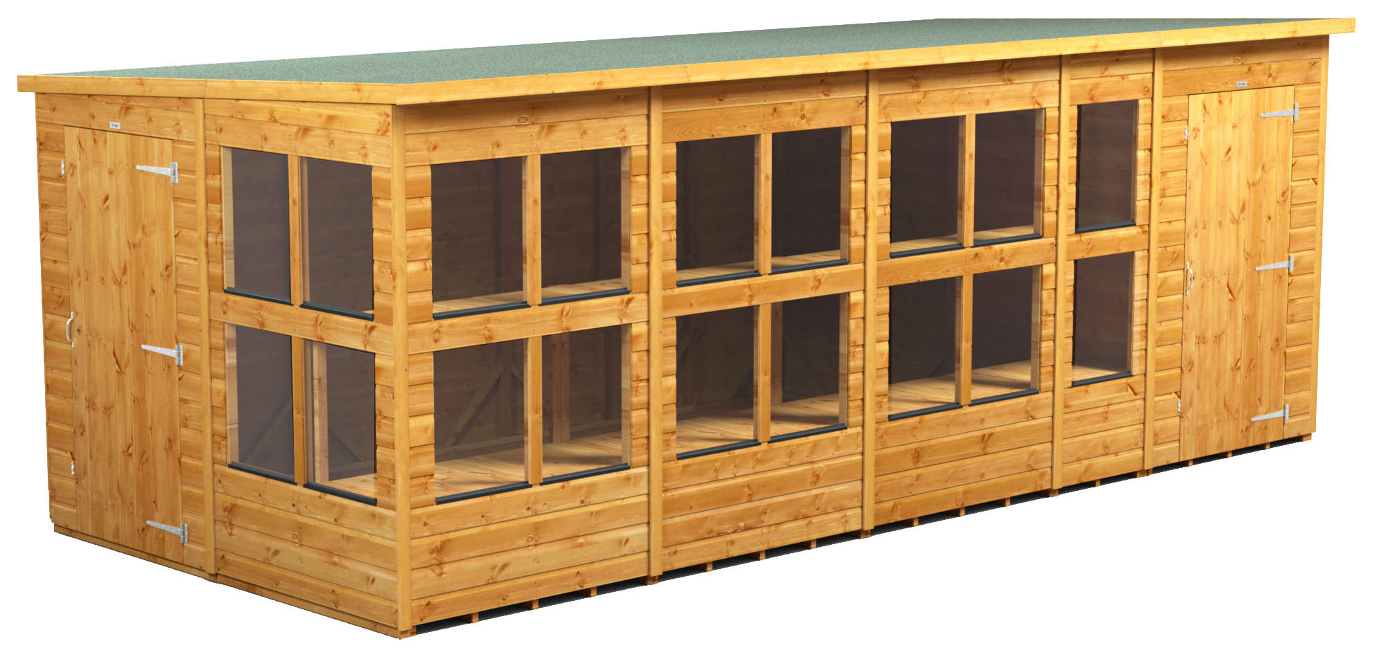 Power Sheds 18 x 8ft Pent Shiplap Dip Treated Potting Shed - Including 4ft Side Store