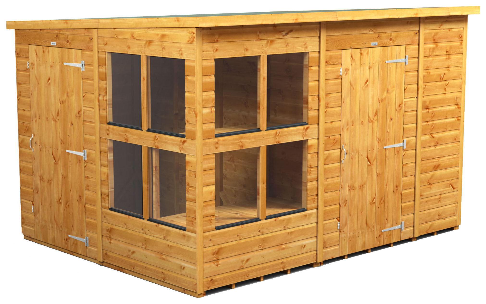 Power Sheds 10 x 8ft Pent Shiplap Dip Treated Potting Shed - Including 6ft Side Store