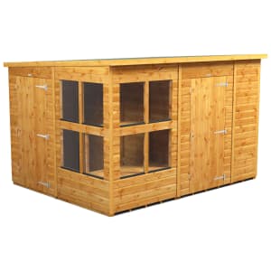Power Sheds 10 x 8ft Pent Shiplap Dip Treated Potting Shed - Including Side Store