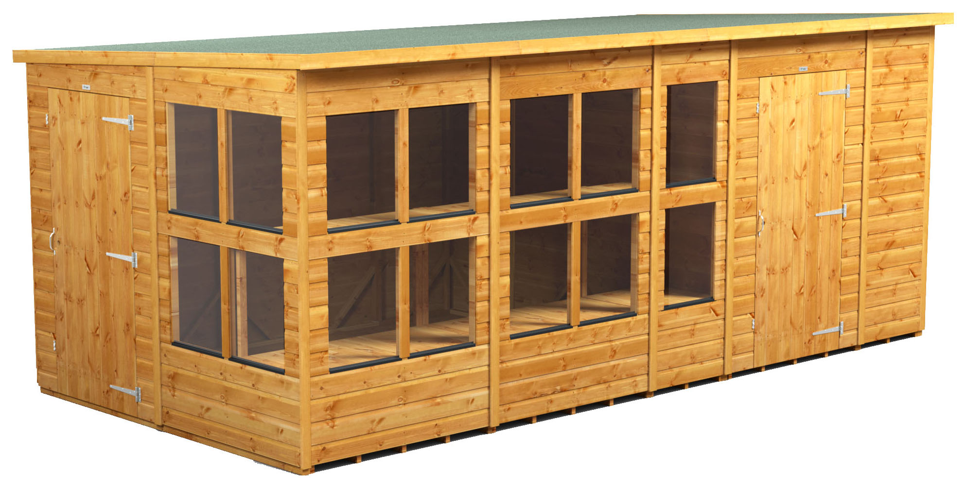 Image of Power Sheds 16 x 8ft Pent Shiplap Dip Treated Potting Shed - Including 6ft Side Store