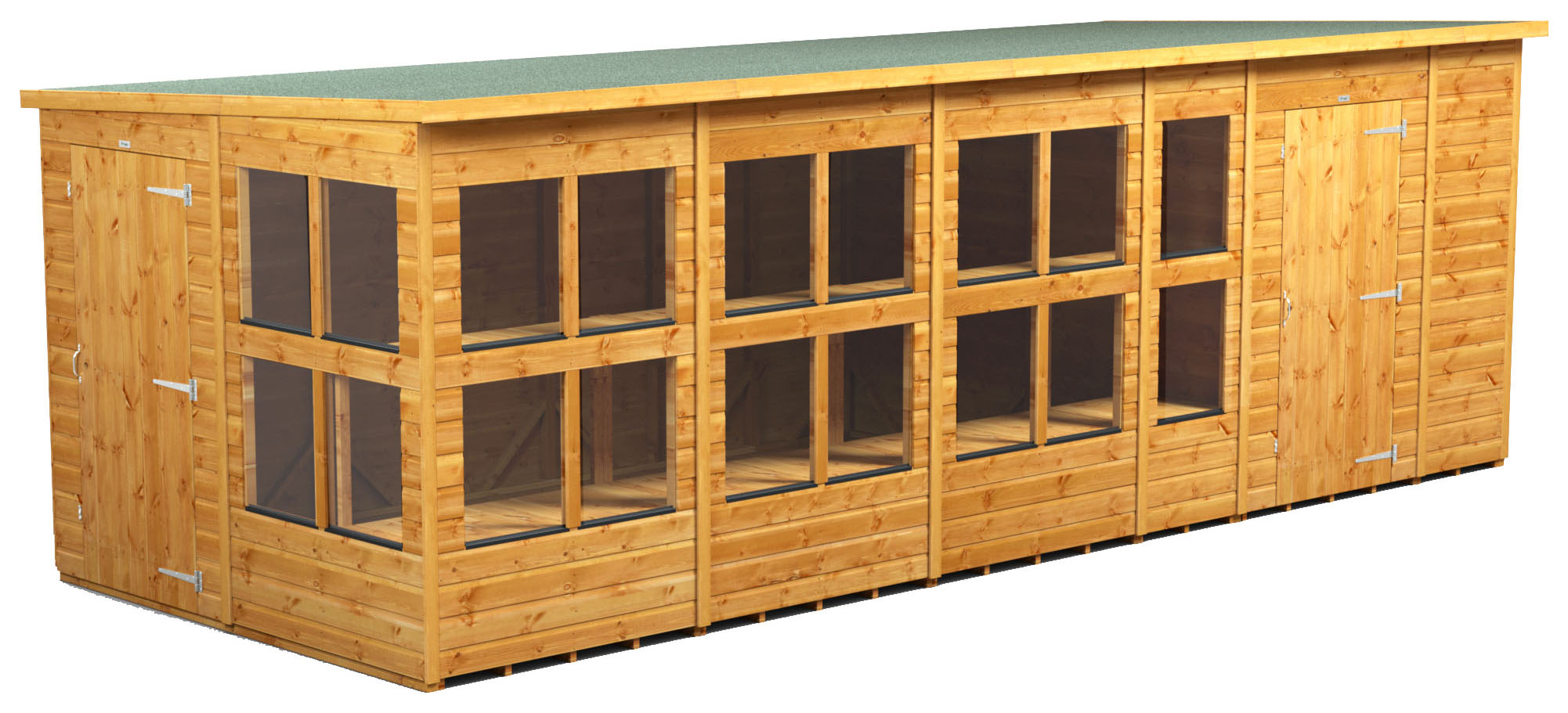 Powersheds Pent Shiplap Dip Treated Potting Shed including 6ft Side Store - 20 x 8ft-4921 