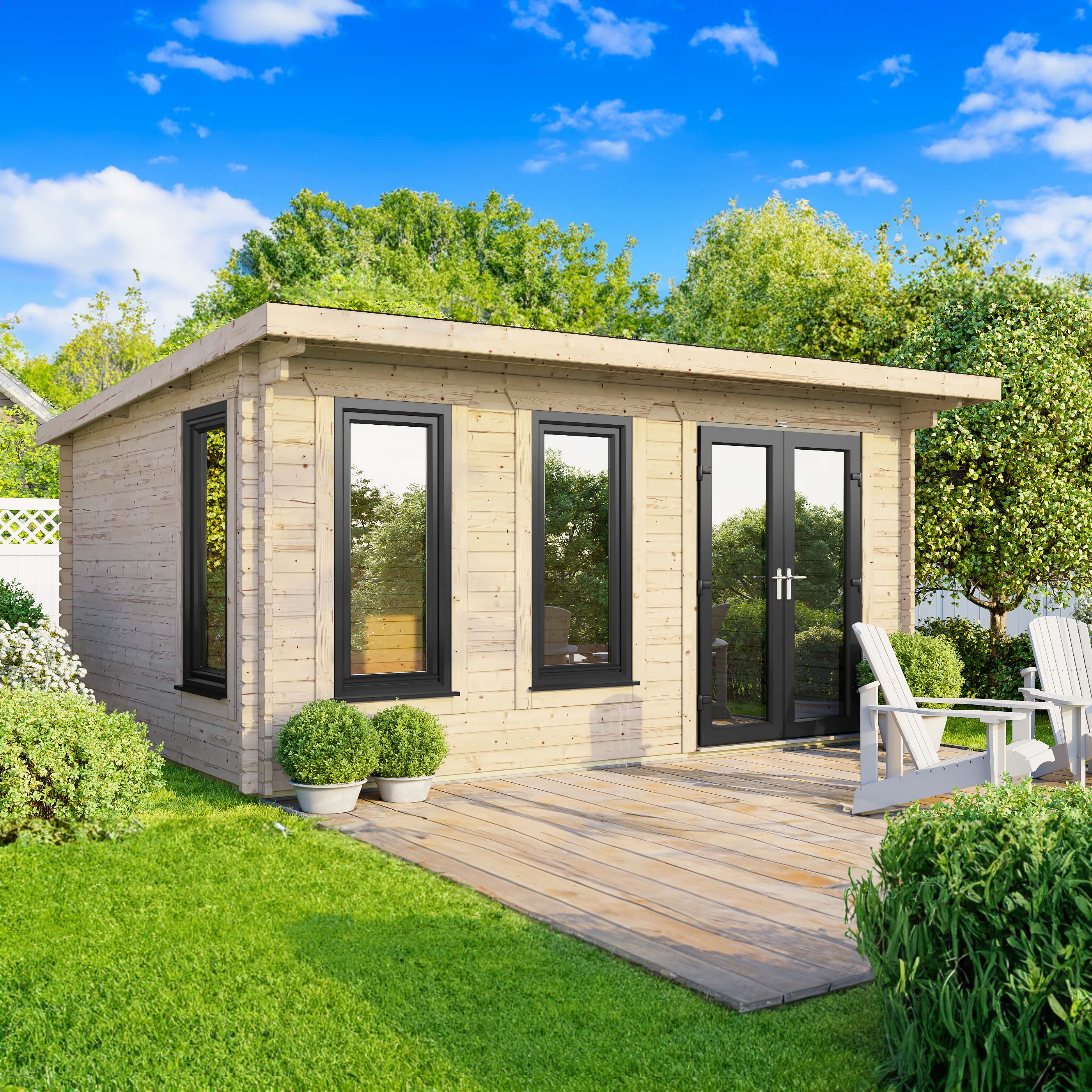 Power Sheds 16 x 10ft Right Hand Door Pent Notched Logs Log Cabin