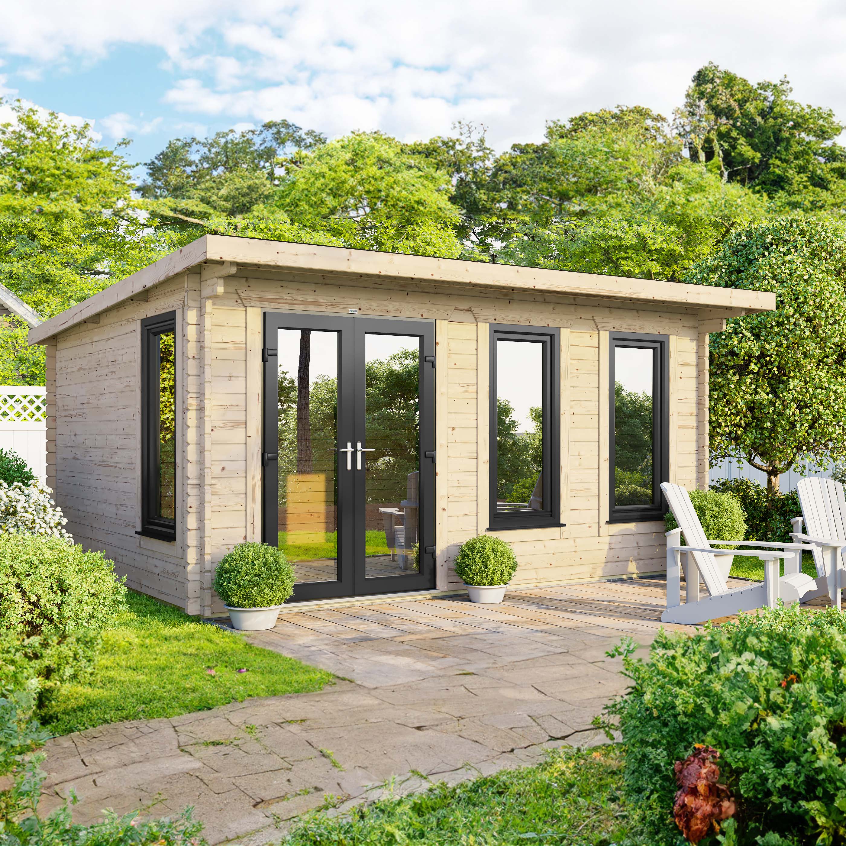 Power Sheds 16 x 10ft Left Hand Door Pent Notched Logs Log Cabin