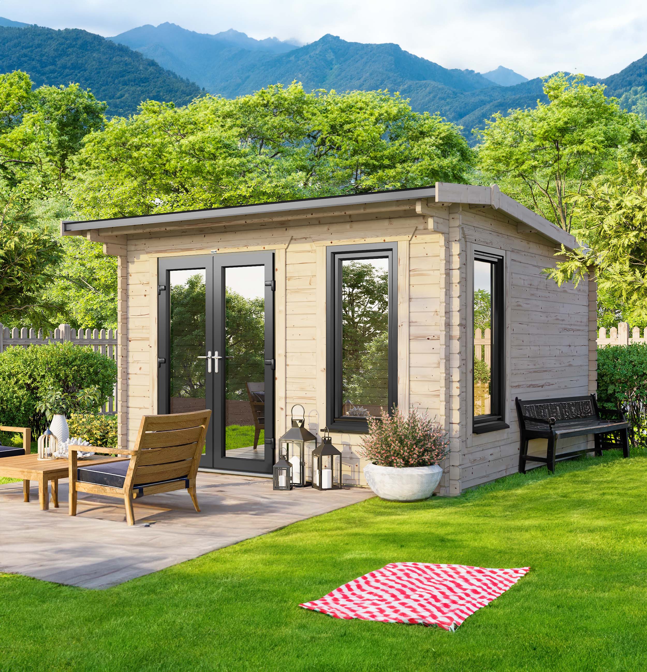 Power Sheds 12 x 10ft Apex Notched Logs Log Cabin