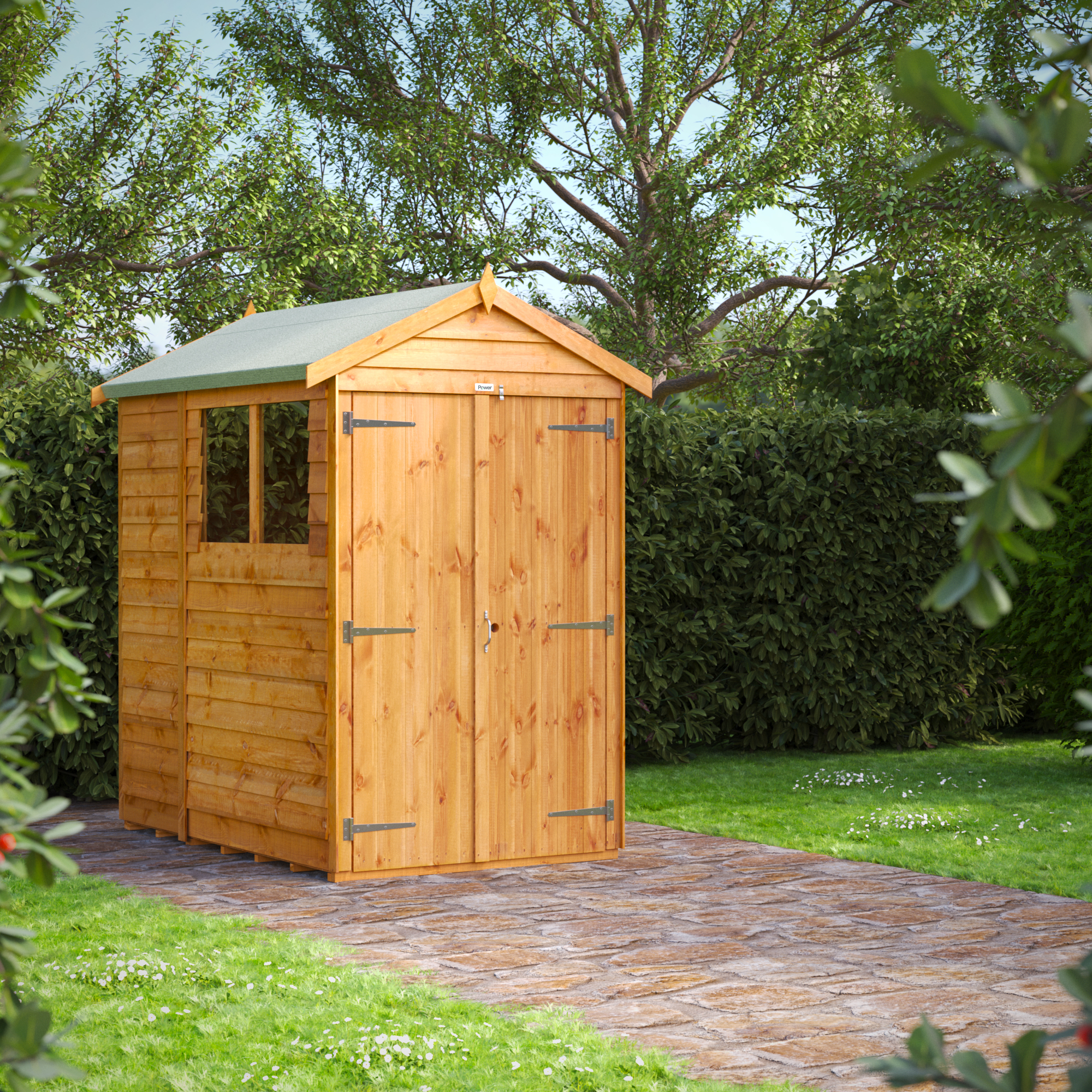 Power Sheds 6 x 4ft Double Door Apex Overlap Dip Treated Shed