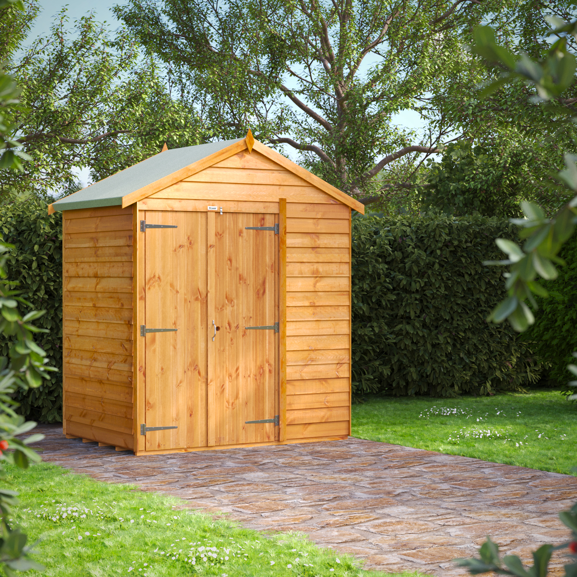 Power Sheds 4 x 6ft Double Door Apex Overlap Dip Treated Windowless Shed