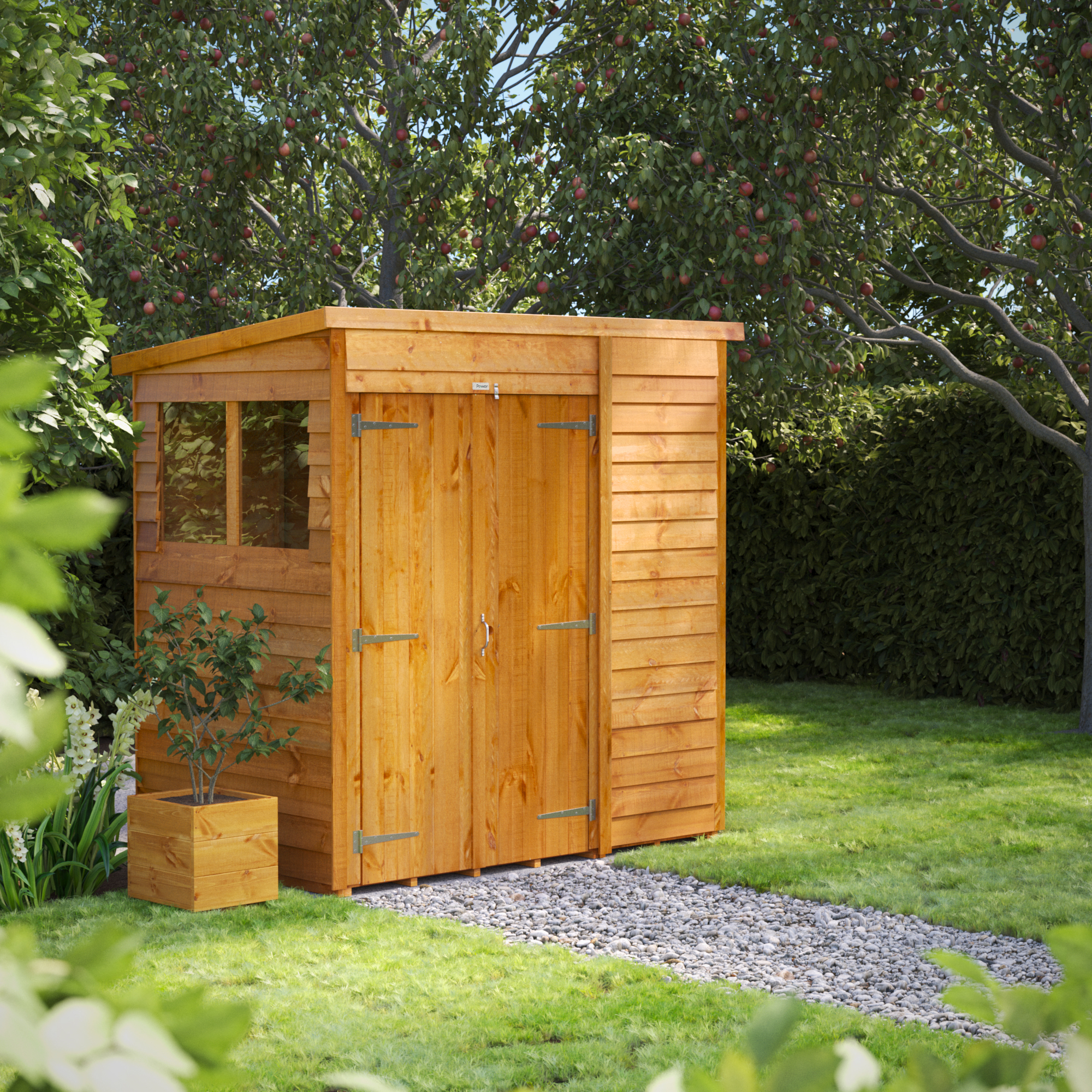 Image of Power Sheds 6 x 4ft Double Door Pent Overlap Dip Treated Shed