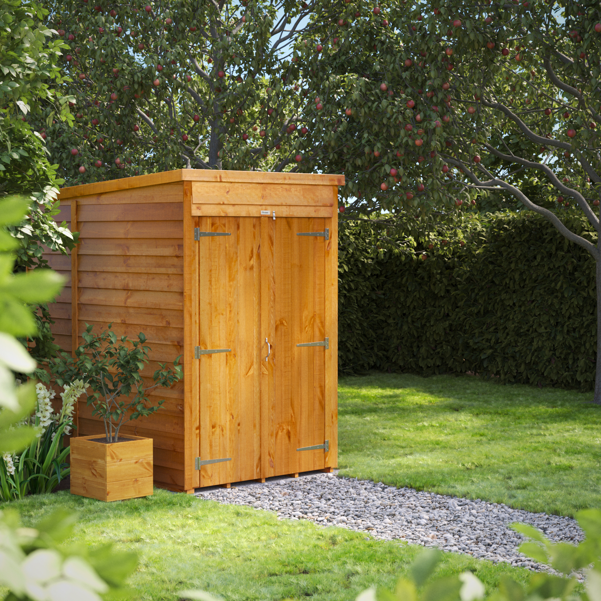 Powersheds Double Door Pent Overlap Dip Treated Windowless Shed - 4 x 6ft