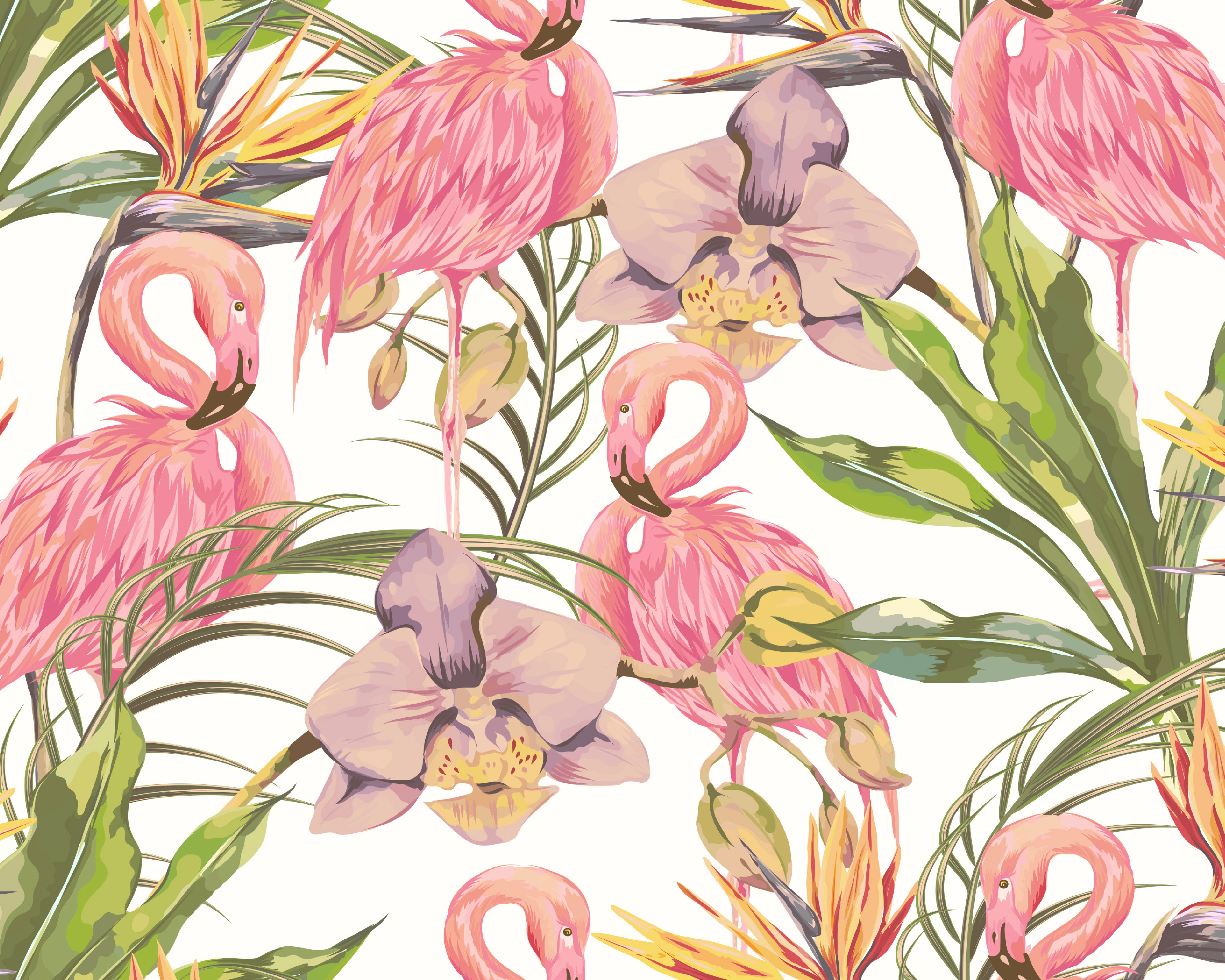 Origin Murals Paradise Flamingo Watermelon Wall Mural - 3 x 2.4m
