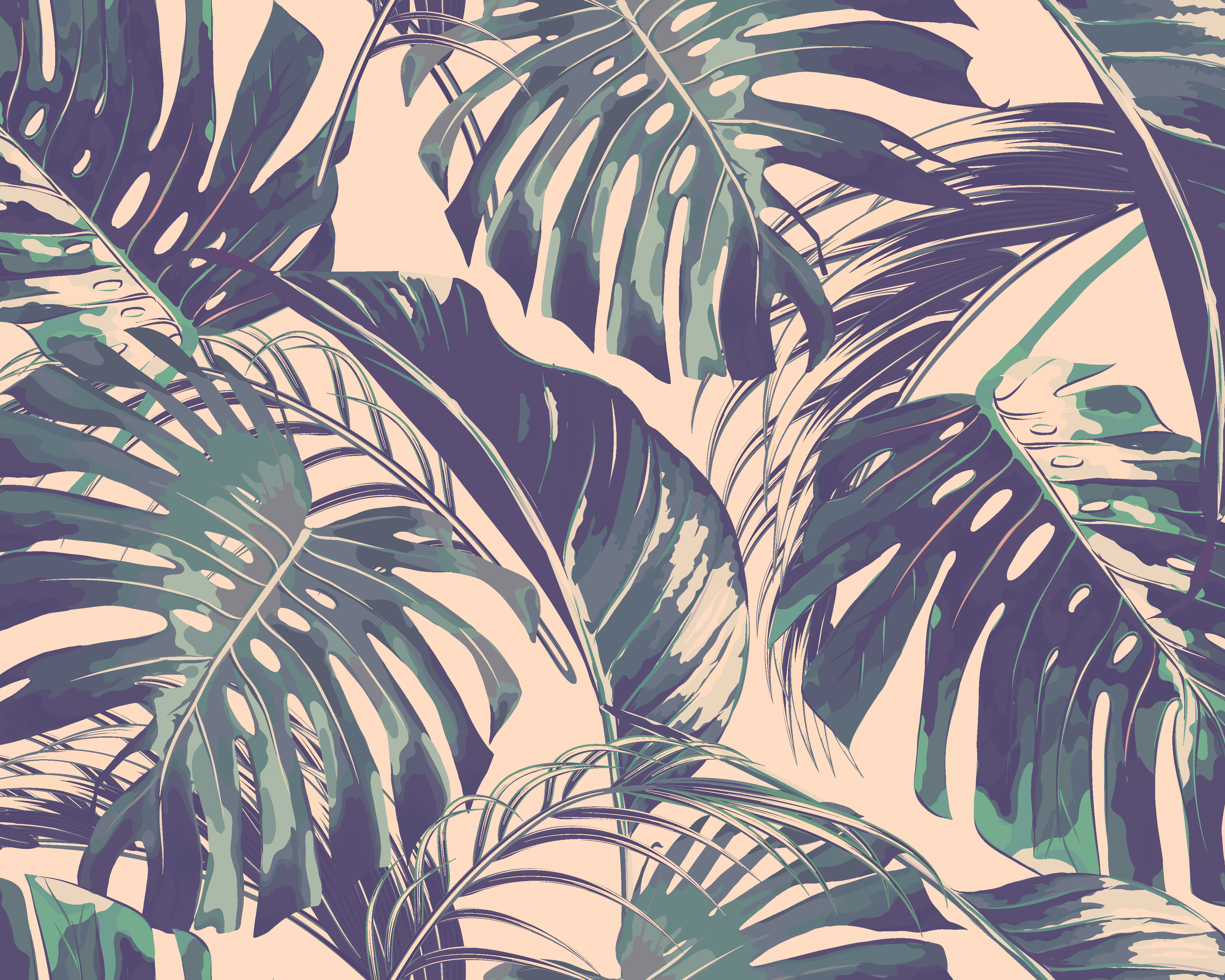 Origin Murals Palm Leaves Blush & Jade Wall Mural - 3 x 2.4m
