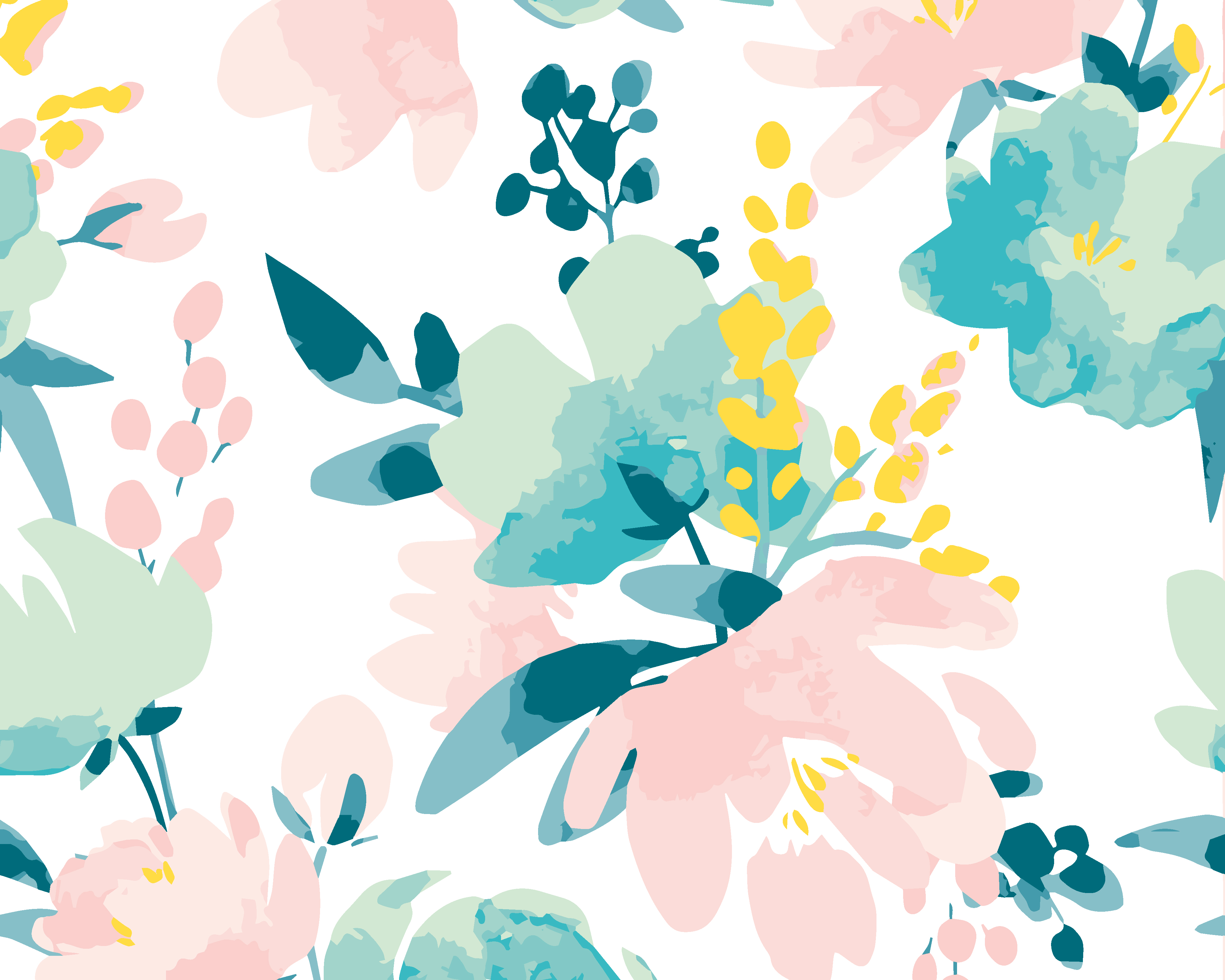 Origin Murals Graphic Flower Blush & Jade Wall Mural - 3 x 2.4m