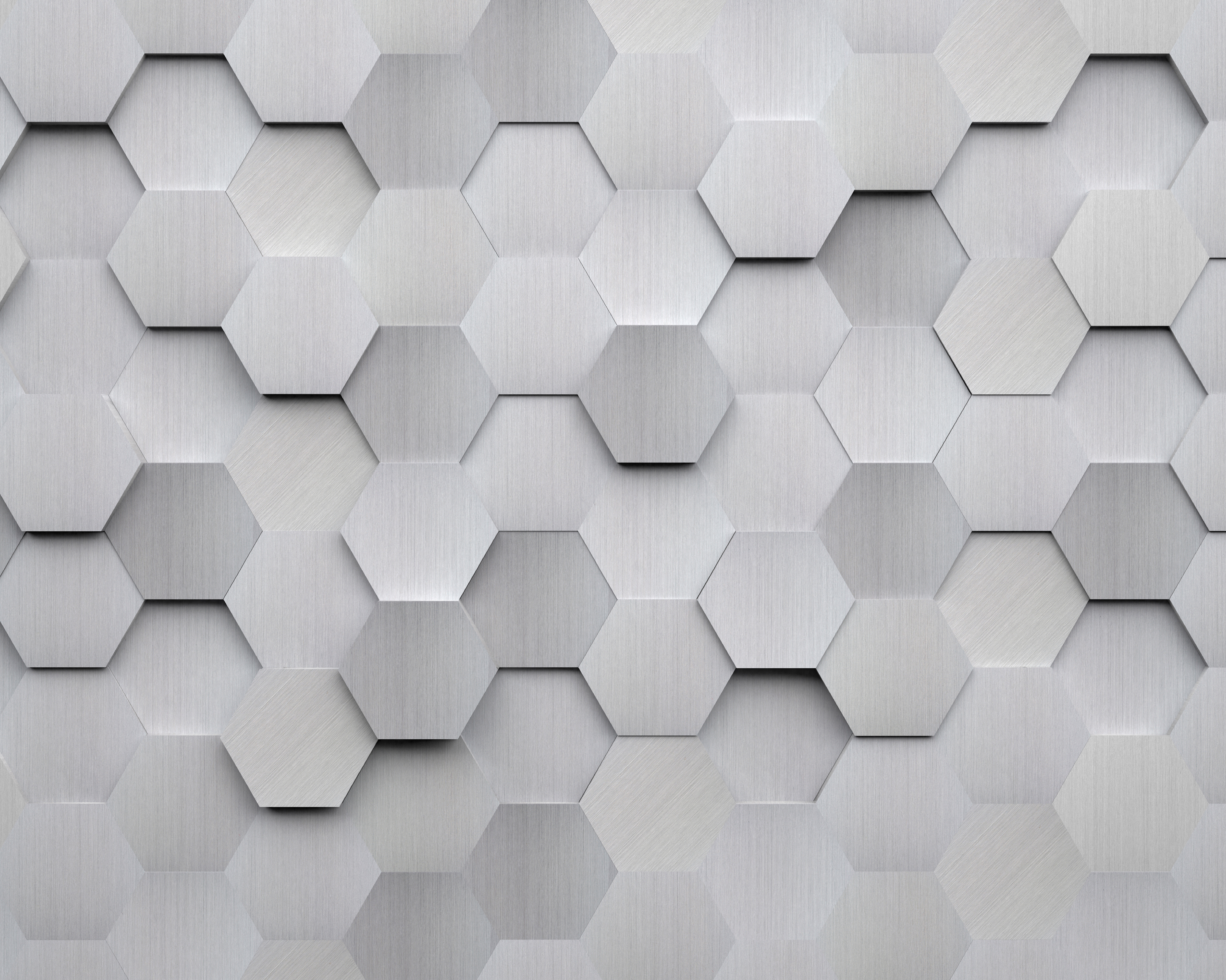 Image of Origin Murals Metal Hexagons Silver Wall Mural - 3 x 2.4m