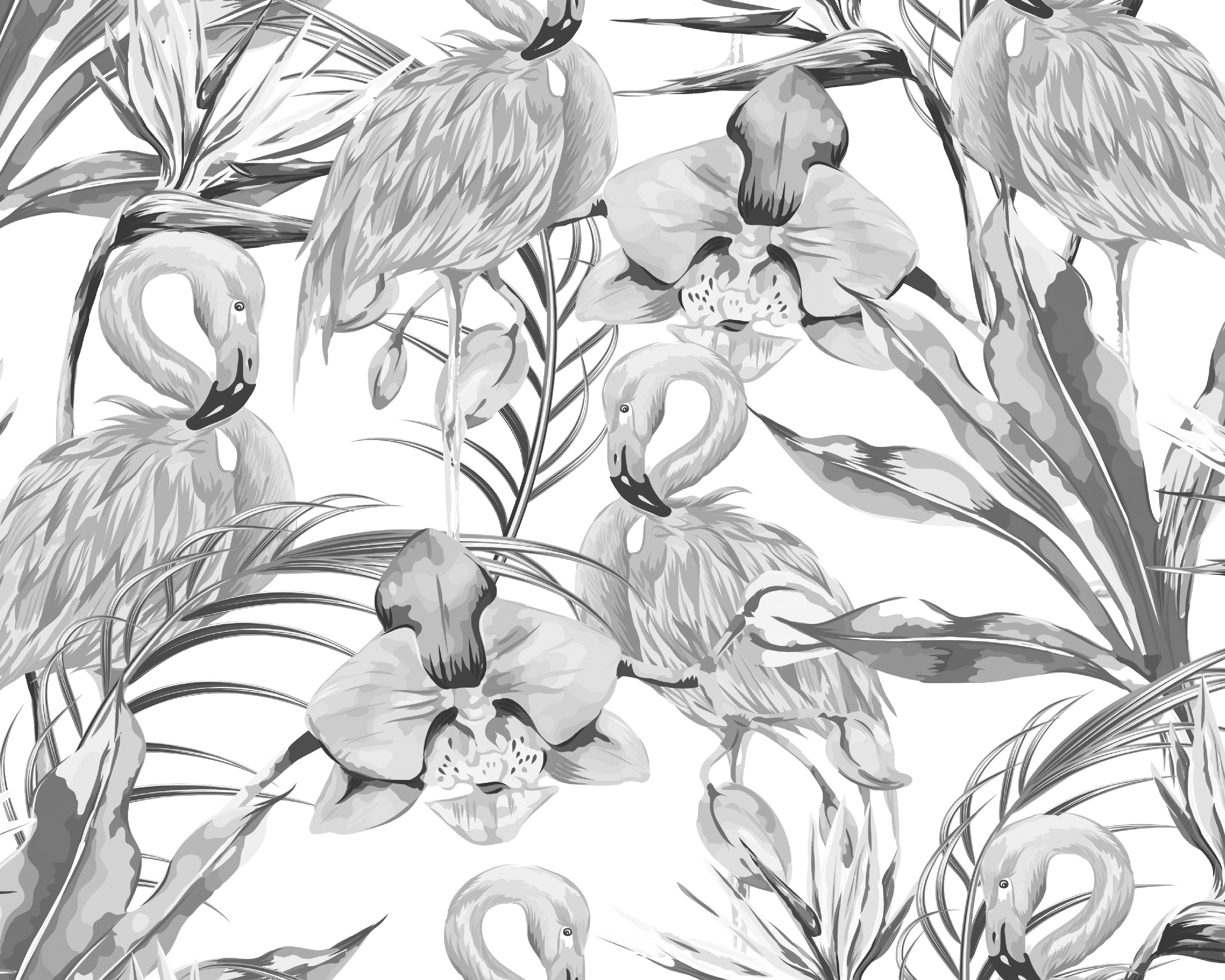 Origin Murals Paradise Flamingo Noir Wall Mural - 3.5 x 2.8m
