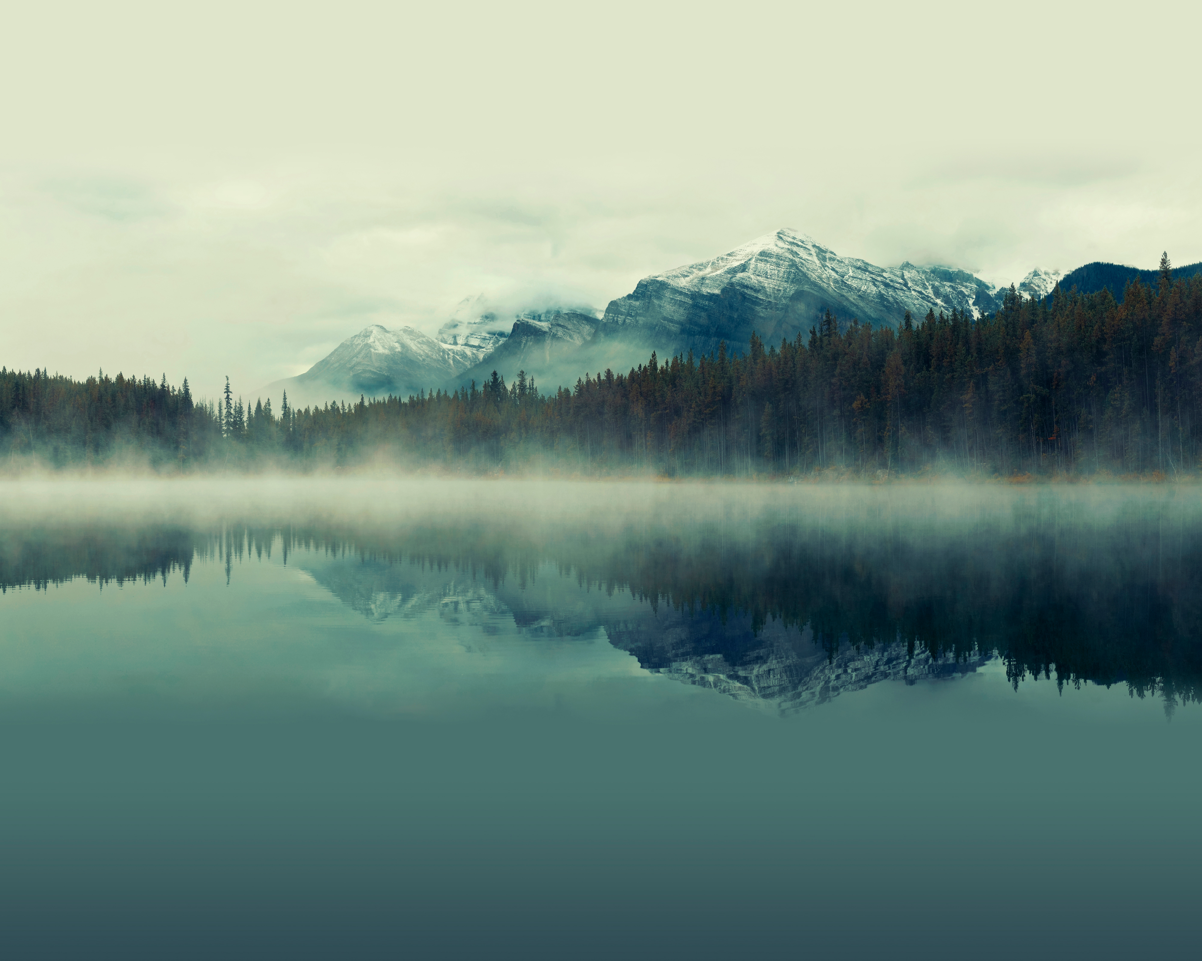 Origin Murals Misty Mountain Lake Ink Wall Mural - 3.5 x 2.8m