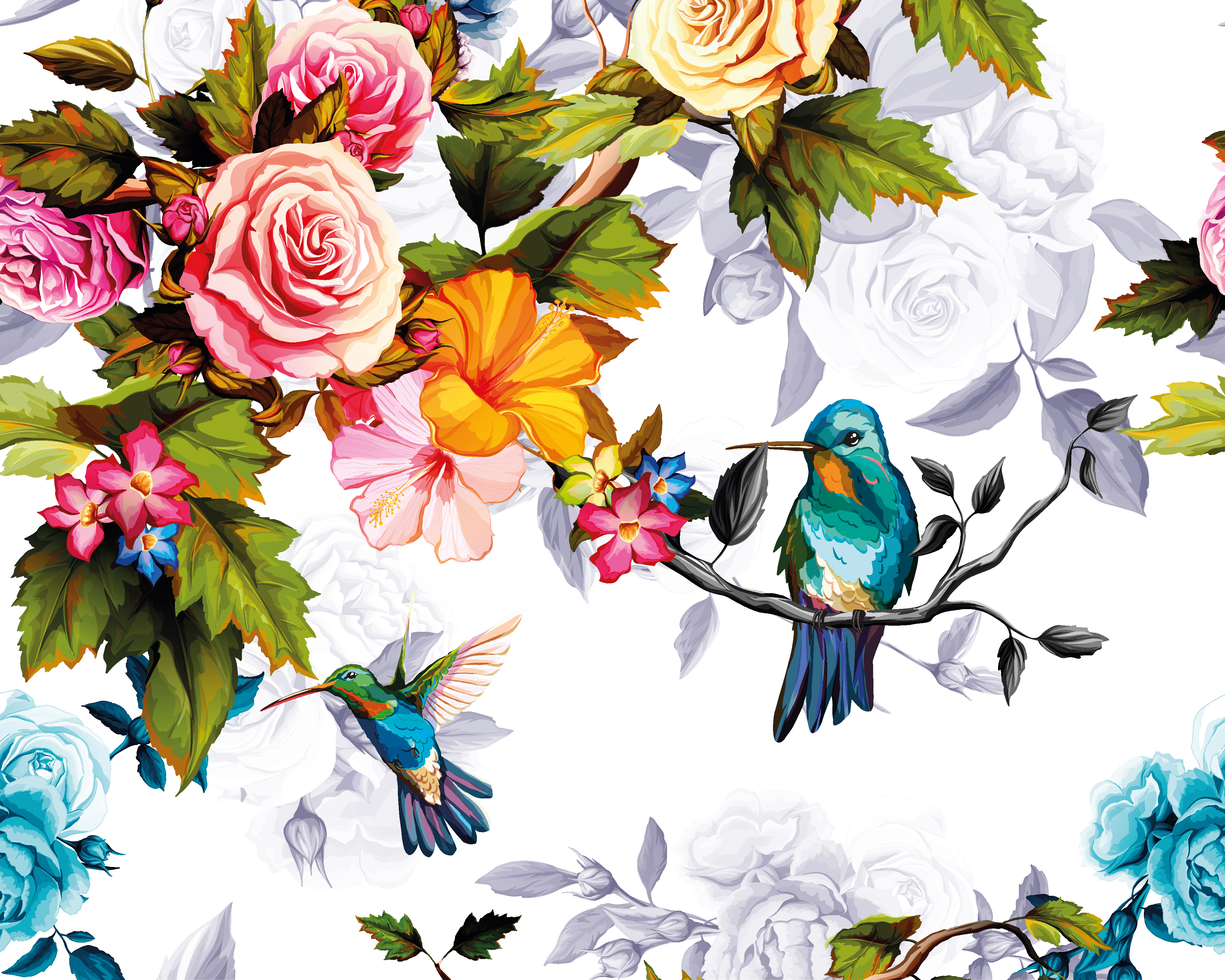 Image of Origin Murals Hummingbird Garden Multi Wall Mural - 3.5 x 2.8m