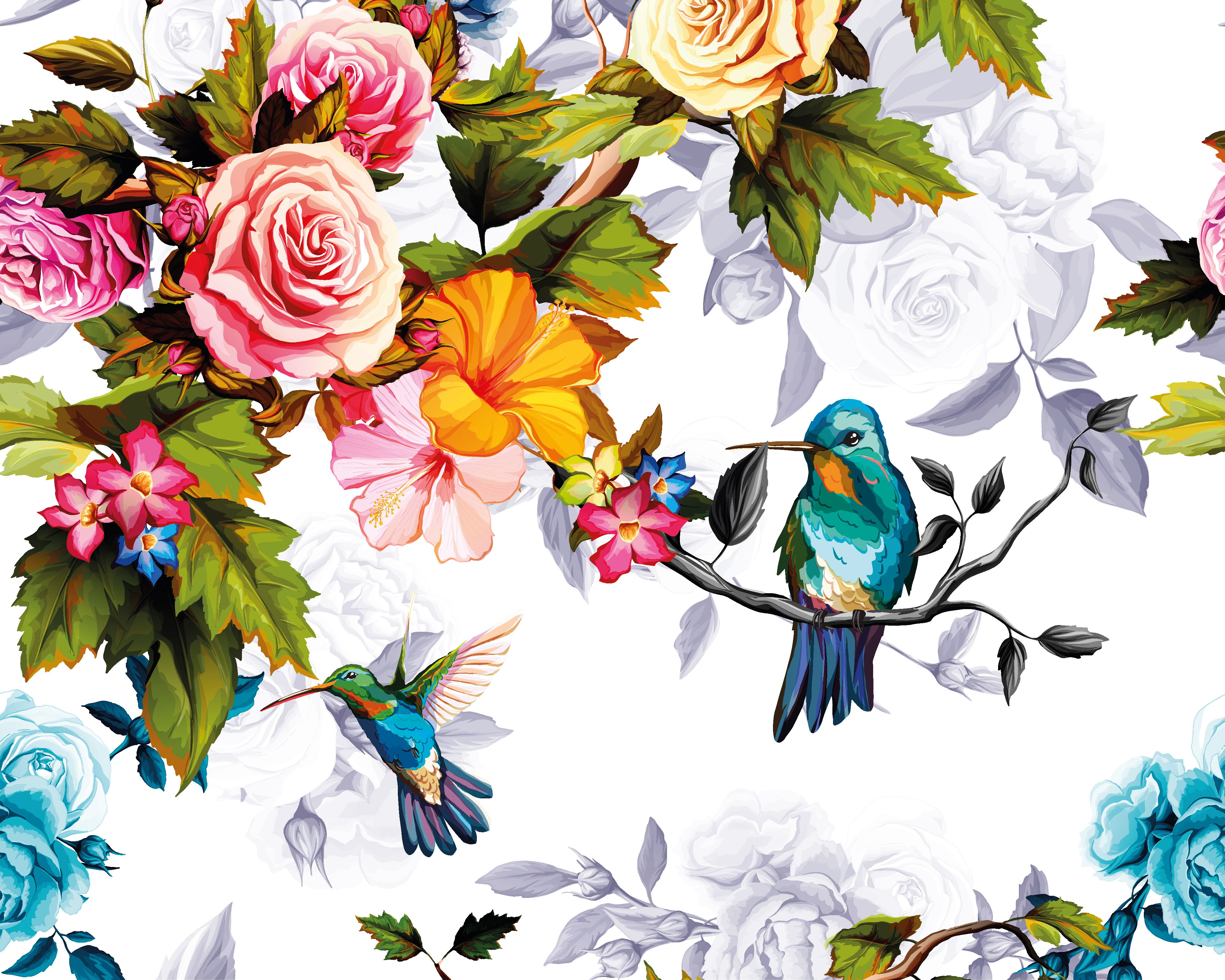 Origin Murals Hummingbird Garden Multi Wall Mural - 3.5 x 2.8m