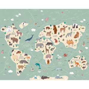 Origin Murals Children's World Map Multi Wall Mural - 3.5 x 2.8m