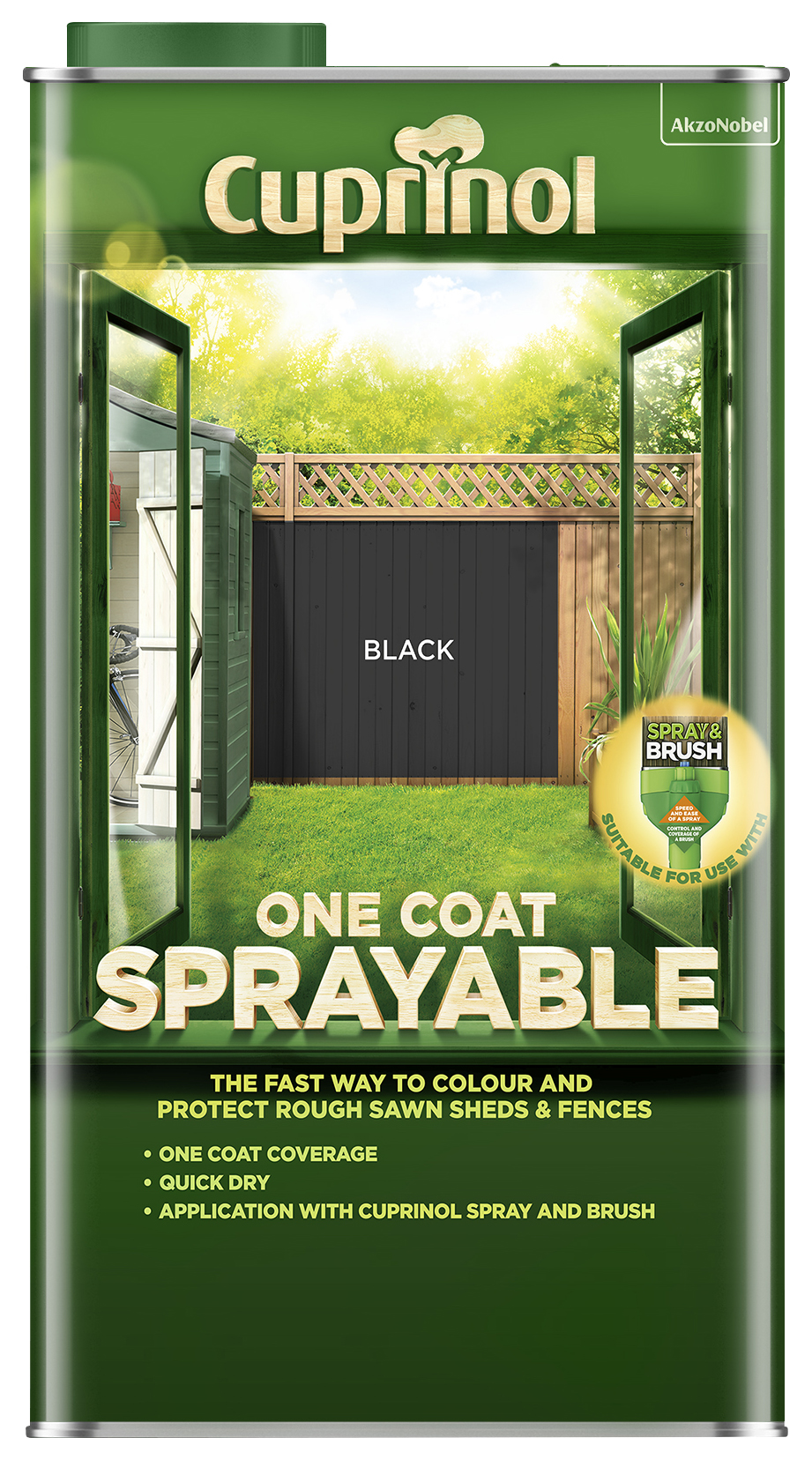 Image of Cuprinol One Coat Sprayable Fence Treatment - Black - 5L