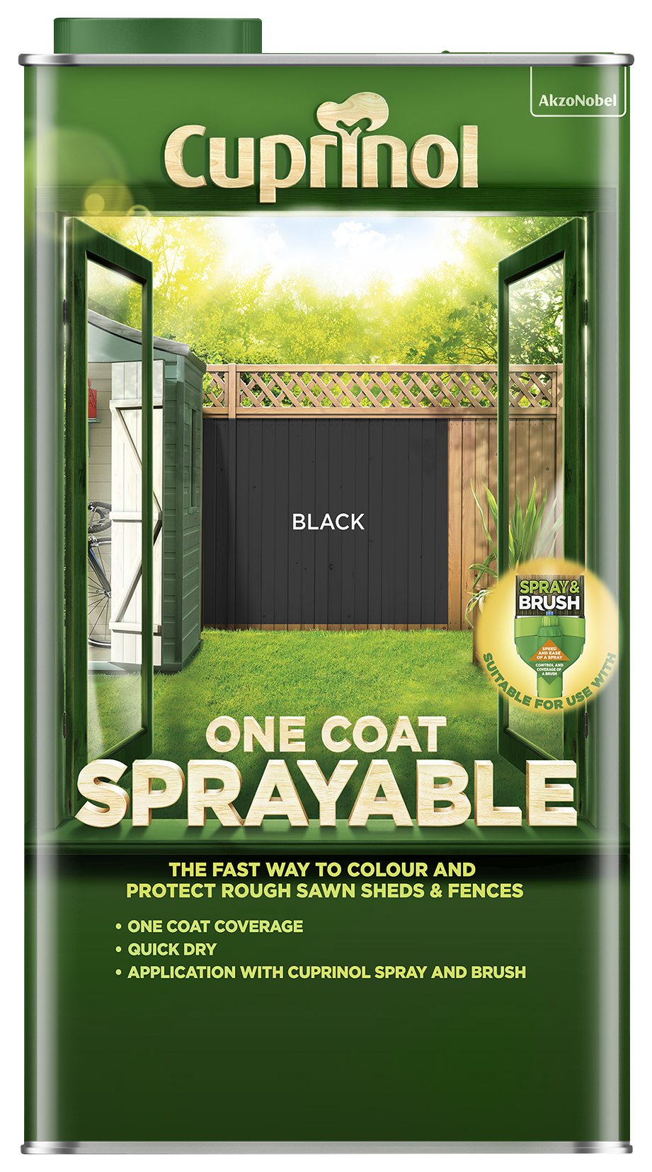 Cuprinol One Coat Sprayable Fence Treatment - Black - 5L