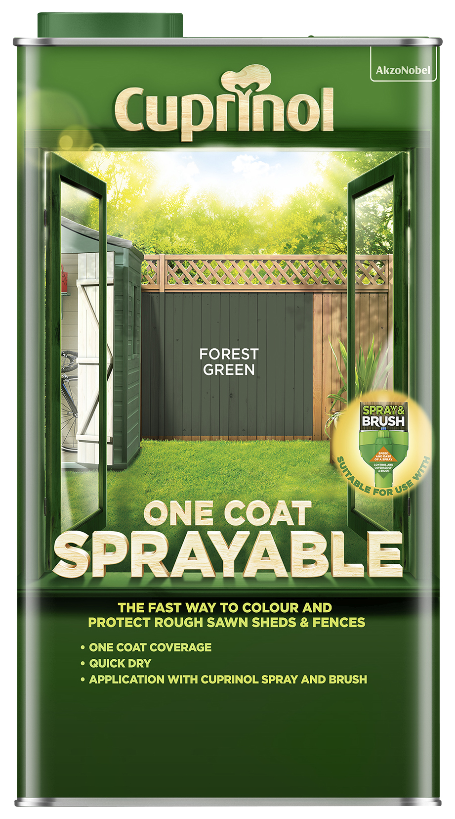 Cuprinol One Coat Sprayable Fence Treatment - Forest Green - 5L