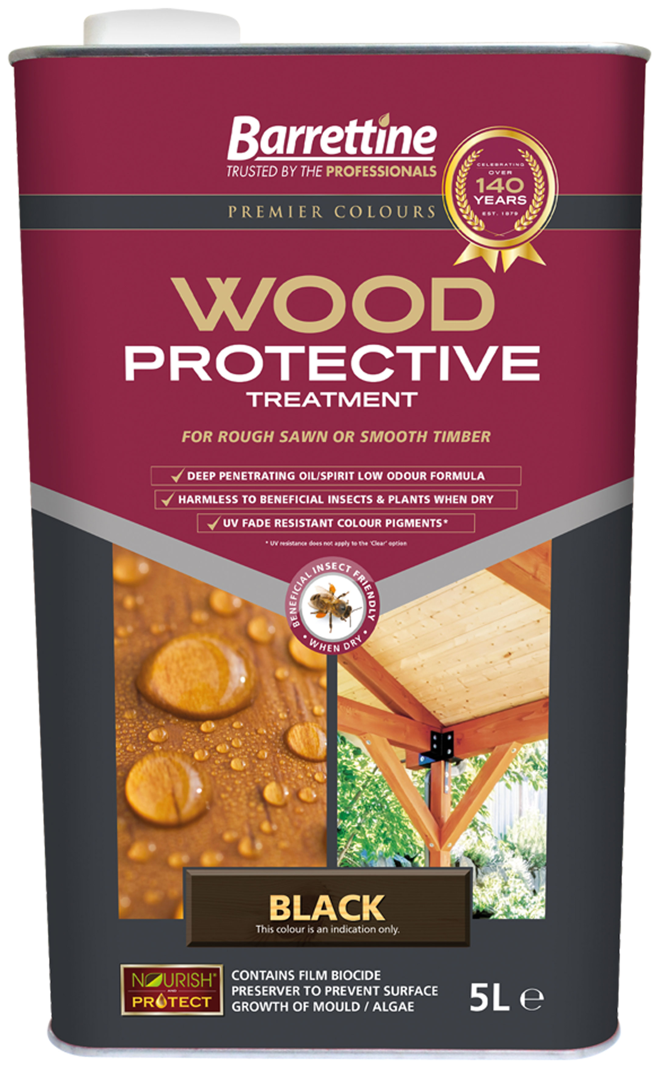 Image of Barrettine Wood Protective Treatment - Black - 5L