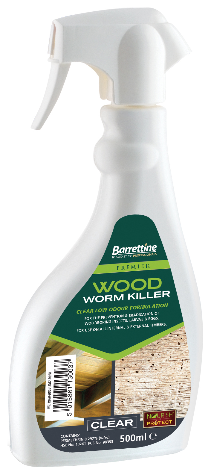 Image of Barrettine Woodworm Killer Trigger Spray - 500ml