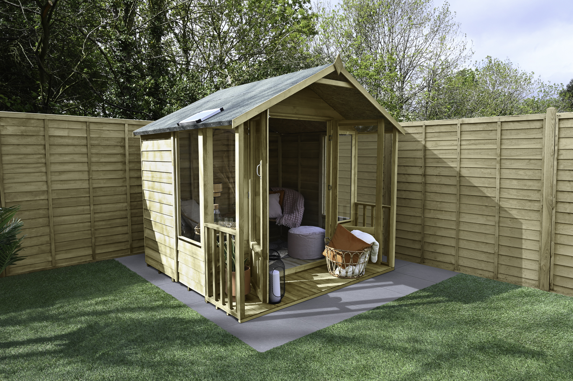 Image of Forest Garden Oakley 7 x 7ft Overlap Apex Summerhouse with Base