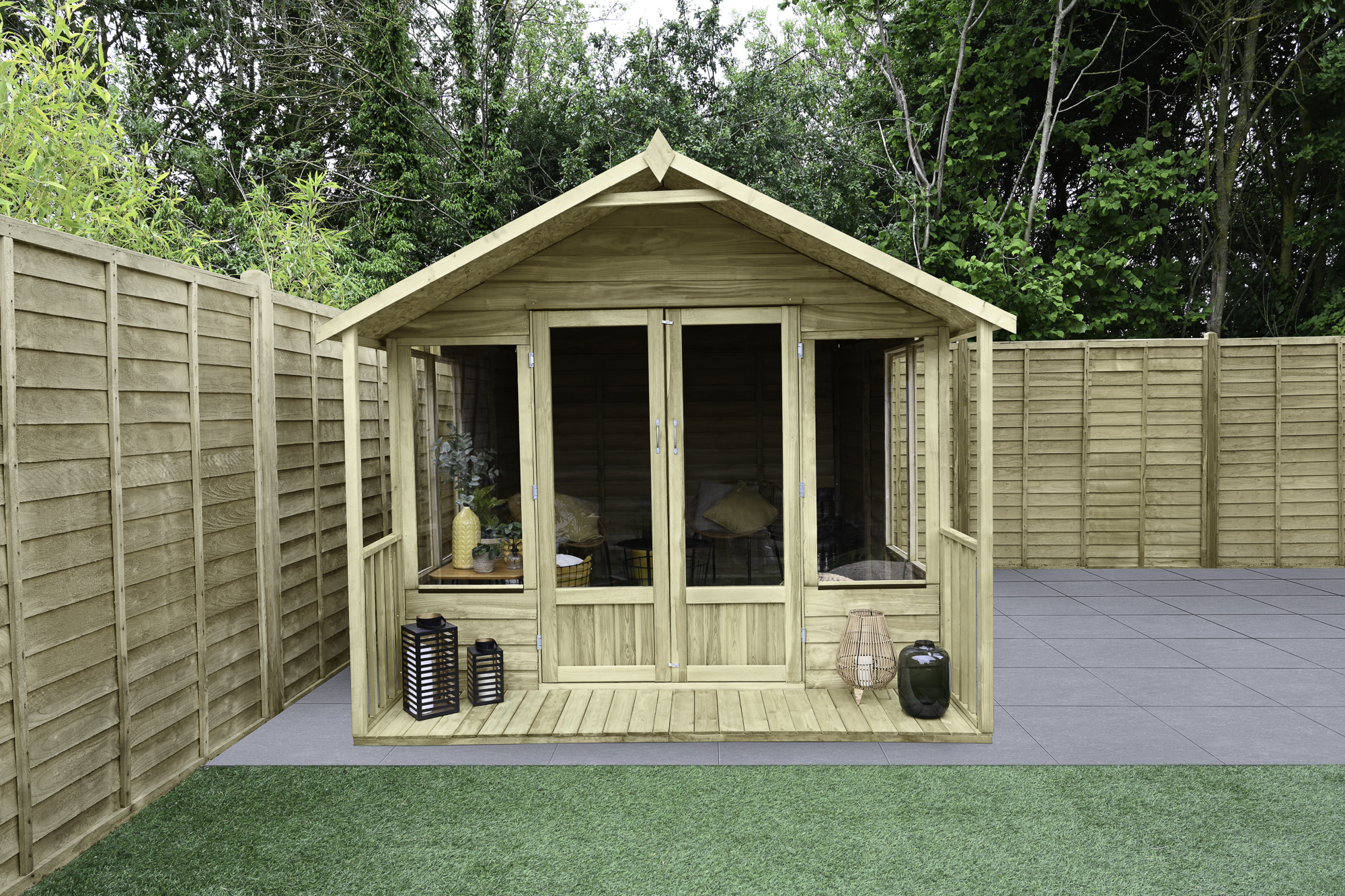Image of Forest Garden Oakley 8 x 12ft Overlap Apex Summerhouse with Base