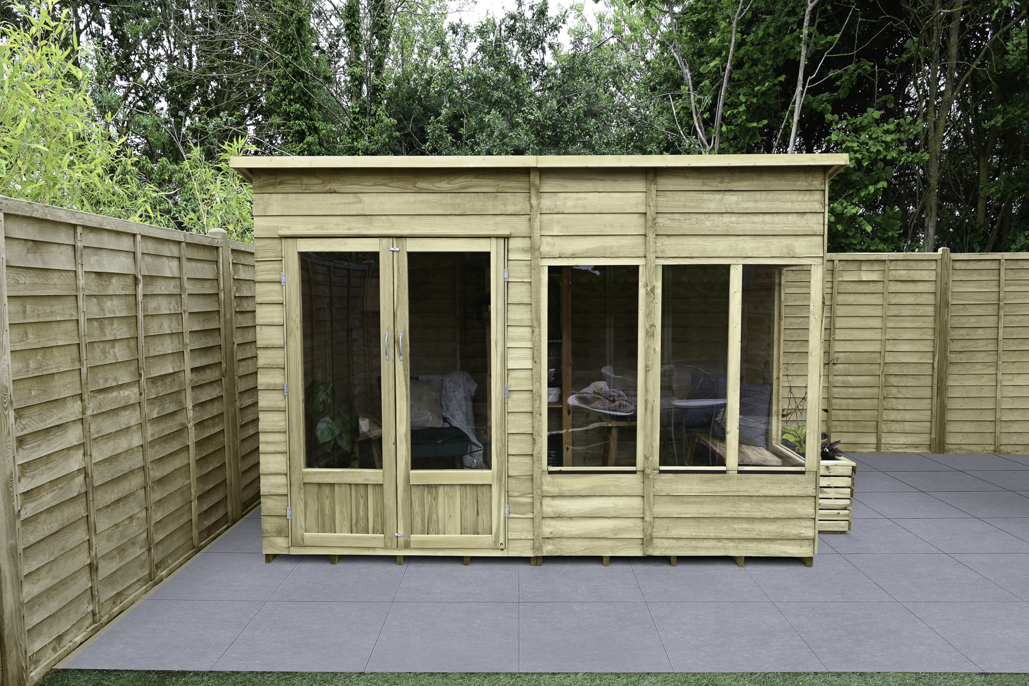 Image of Forest Garden Oakley 10 x 6ft Overlap Pent Summerhouse with Base