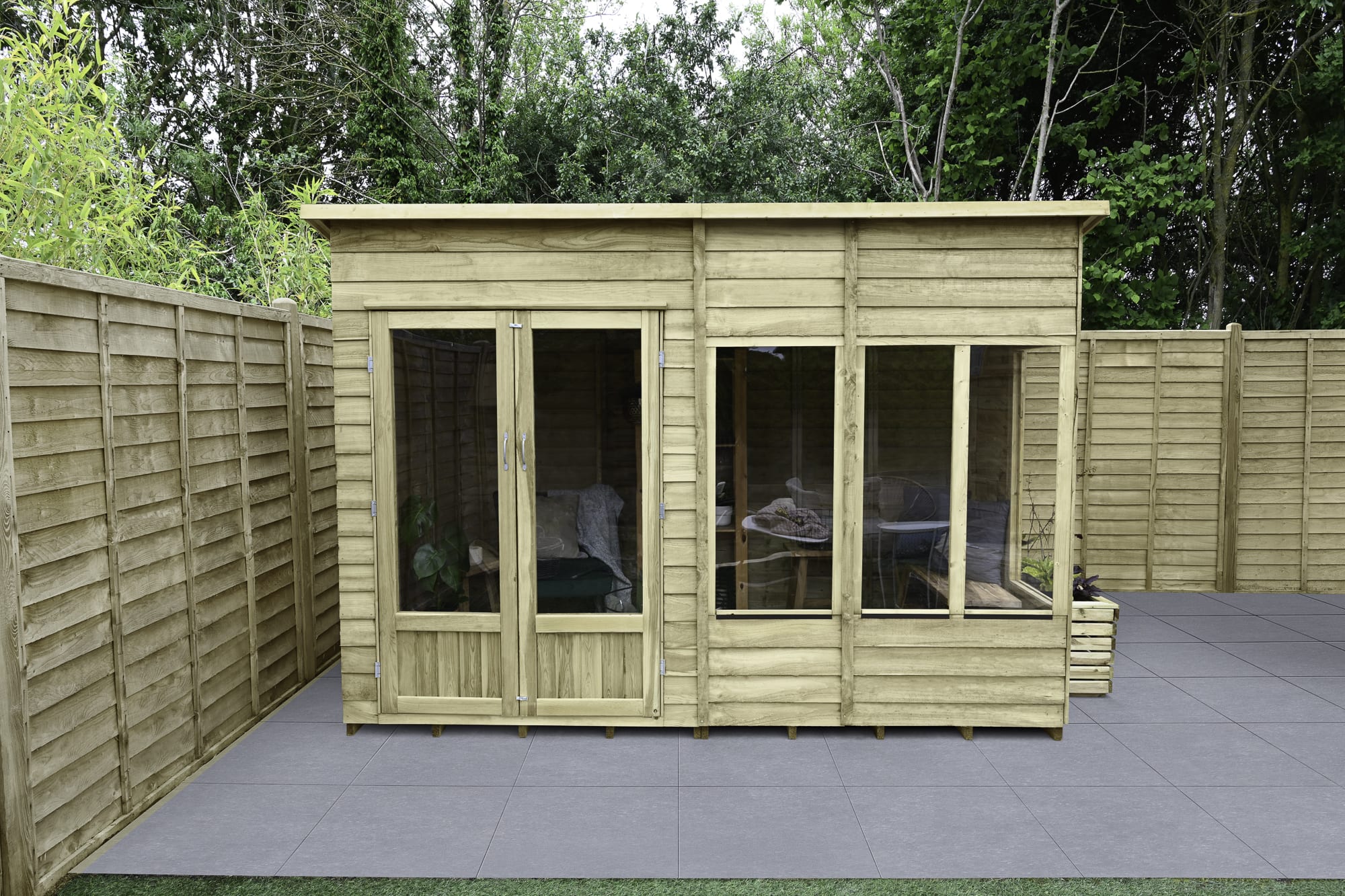 Forest Garden Oakley 10 x 6ft Overlap Pent Summerhouse with Base |  